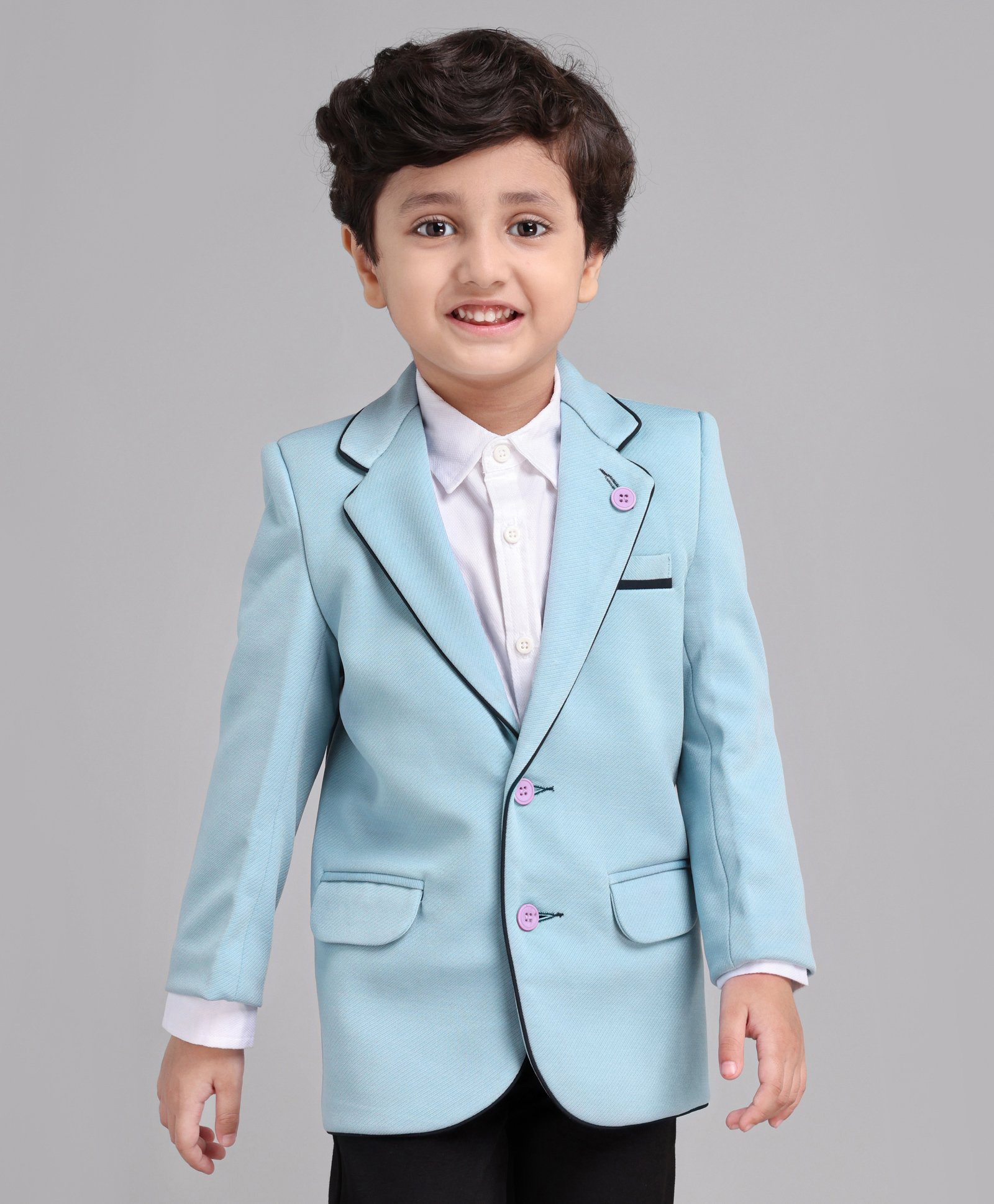 Babyhug Full Sleeves Party Wear Blazer Solid Color - Blue-image-24