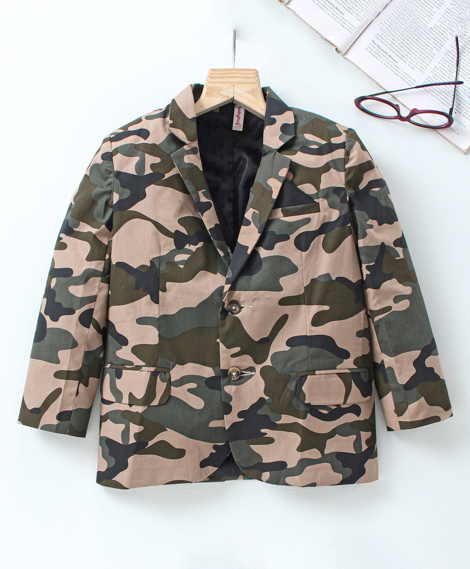 Babyhug Boys Full Sleeves Party Wear Blazer - Camouflage-image-4
