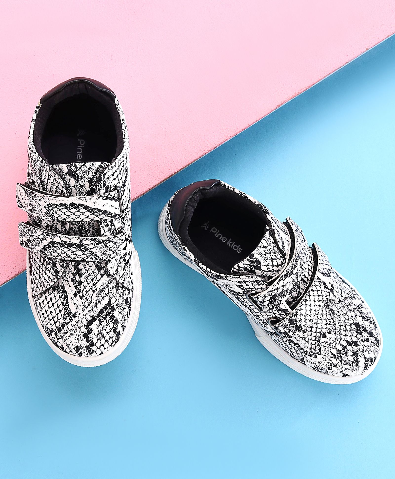 Pine Kids Casual Shoes Animal Print - White Black-image-8
