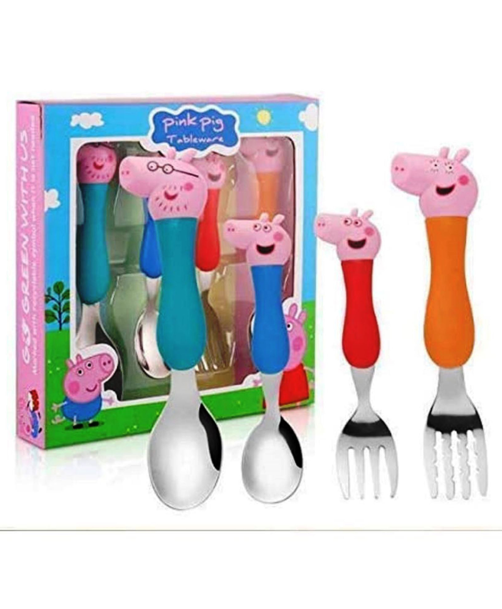 Funcart Stainless Steel Fork and Spoon Set Pack of 4 - Multicolor-picture-47
