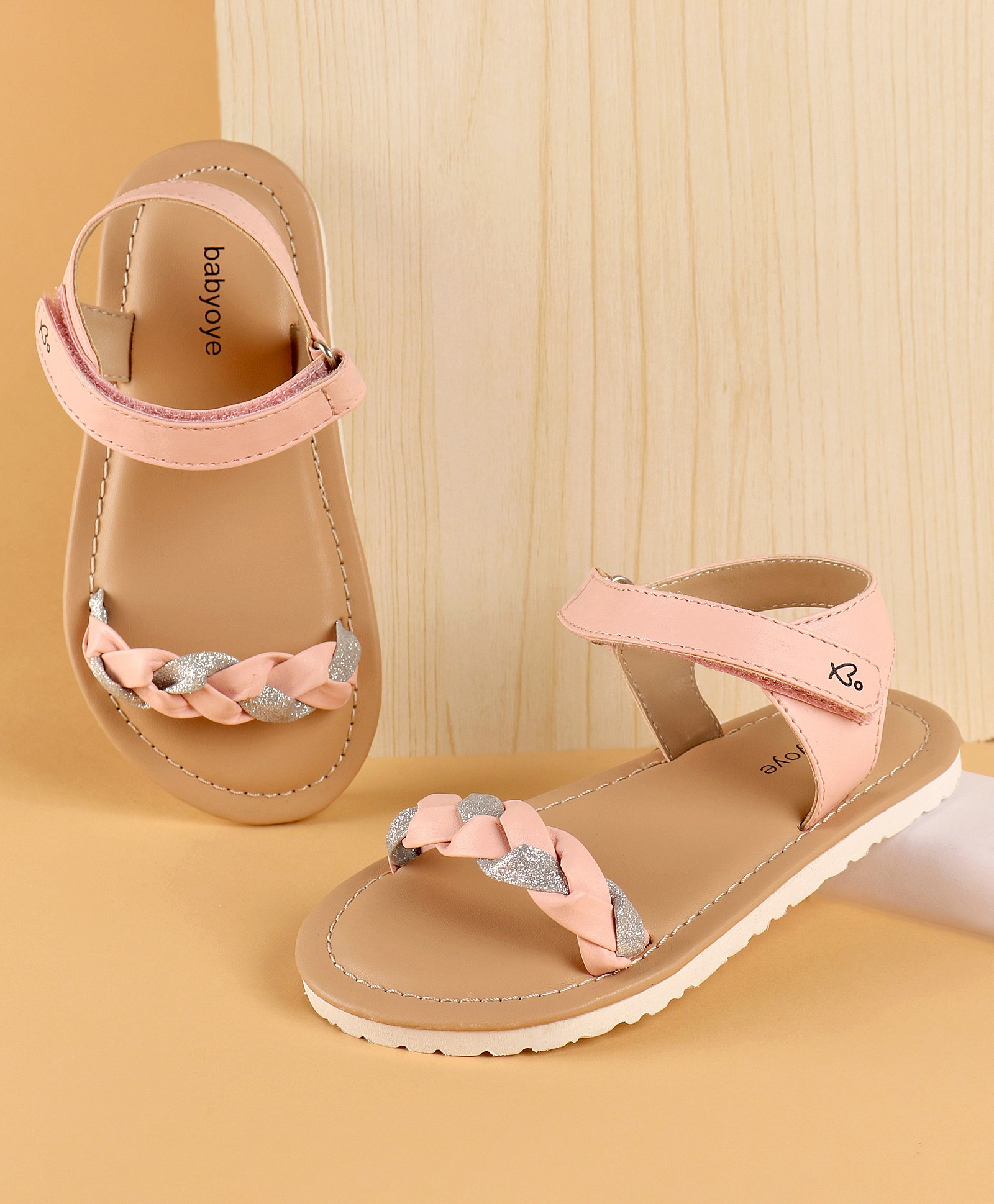 Babyoye Velcro Closure Braided Style Sandals Pink (Sole Colour May Vary)-picture-16