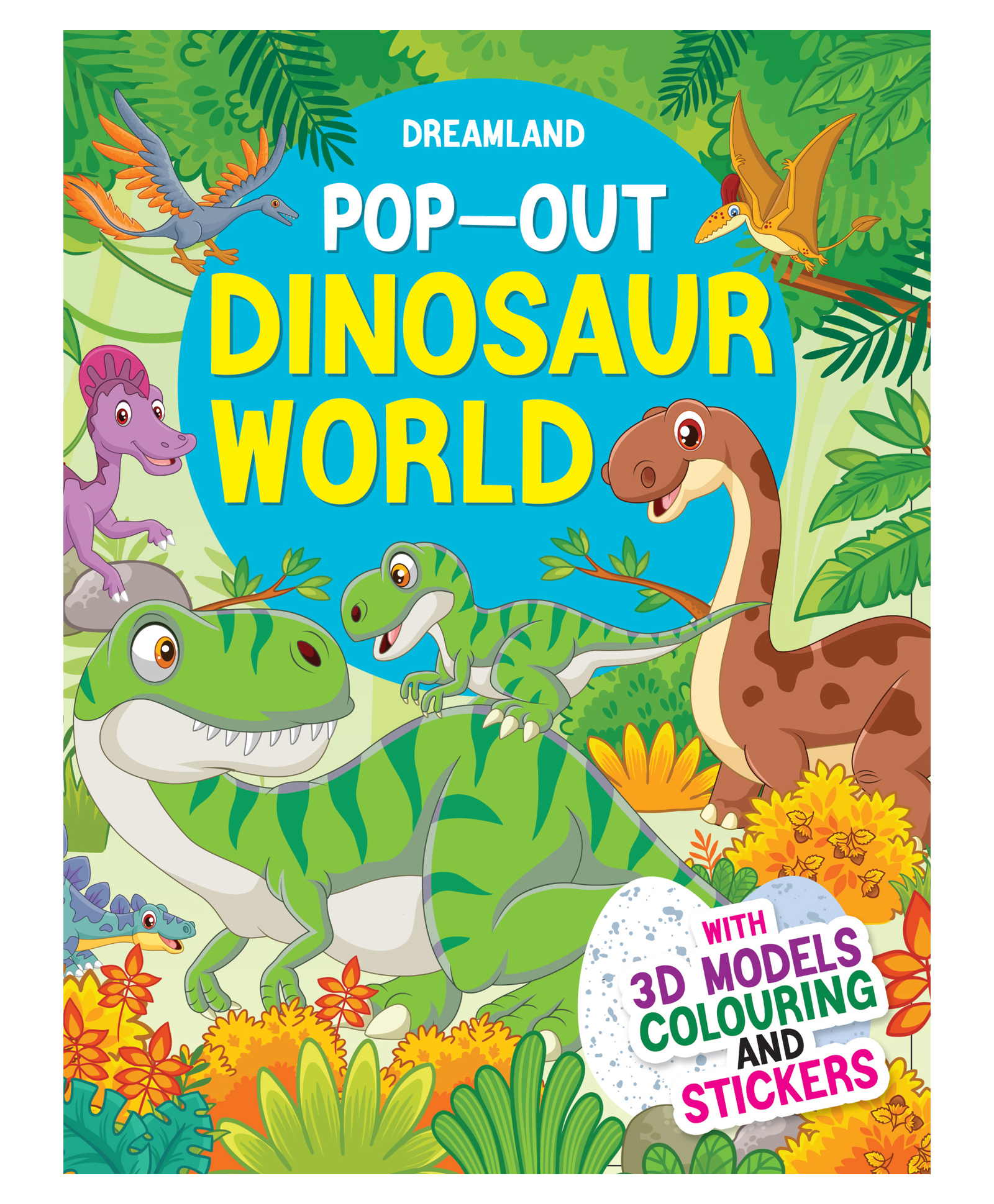 Dreamland Dinosaurs World - Pop-Out Book with 3D Models Colouring and Stickers for Children-image-17