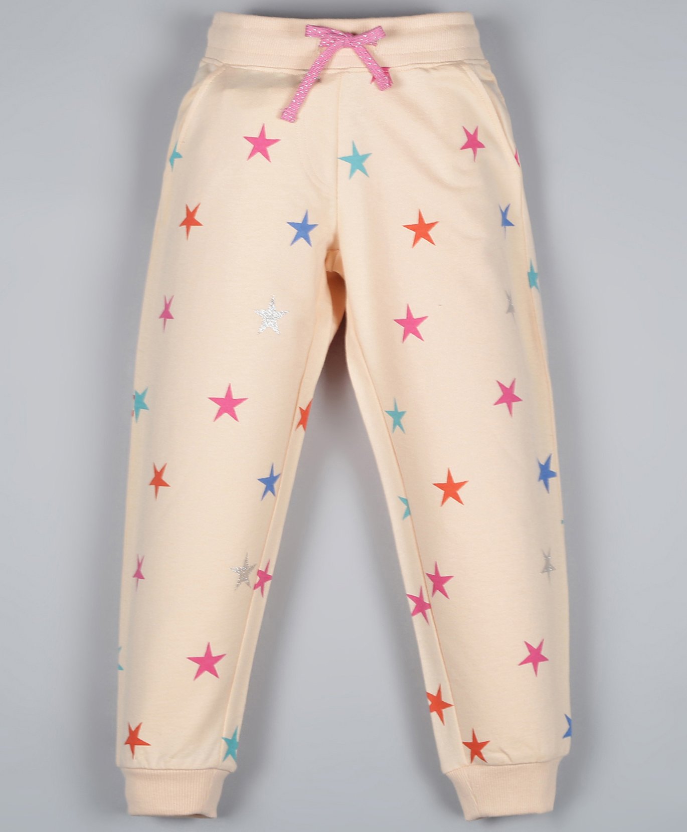 Plum Tree Full Length Stars Print Joggers - Peach-picture-25