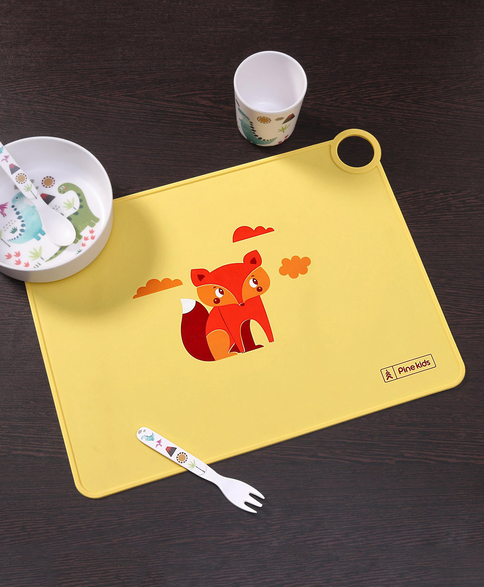 Pine Kids Silicone Animal Printed Placemat - Yellow-image-48