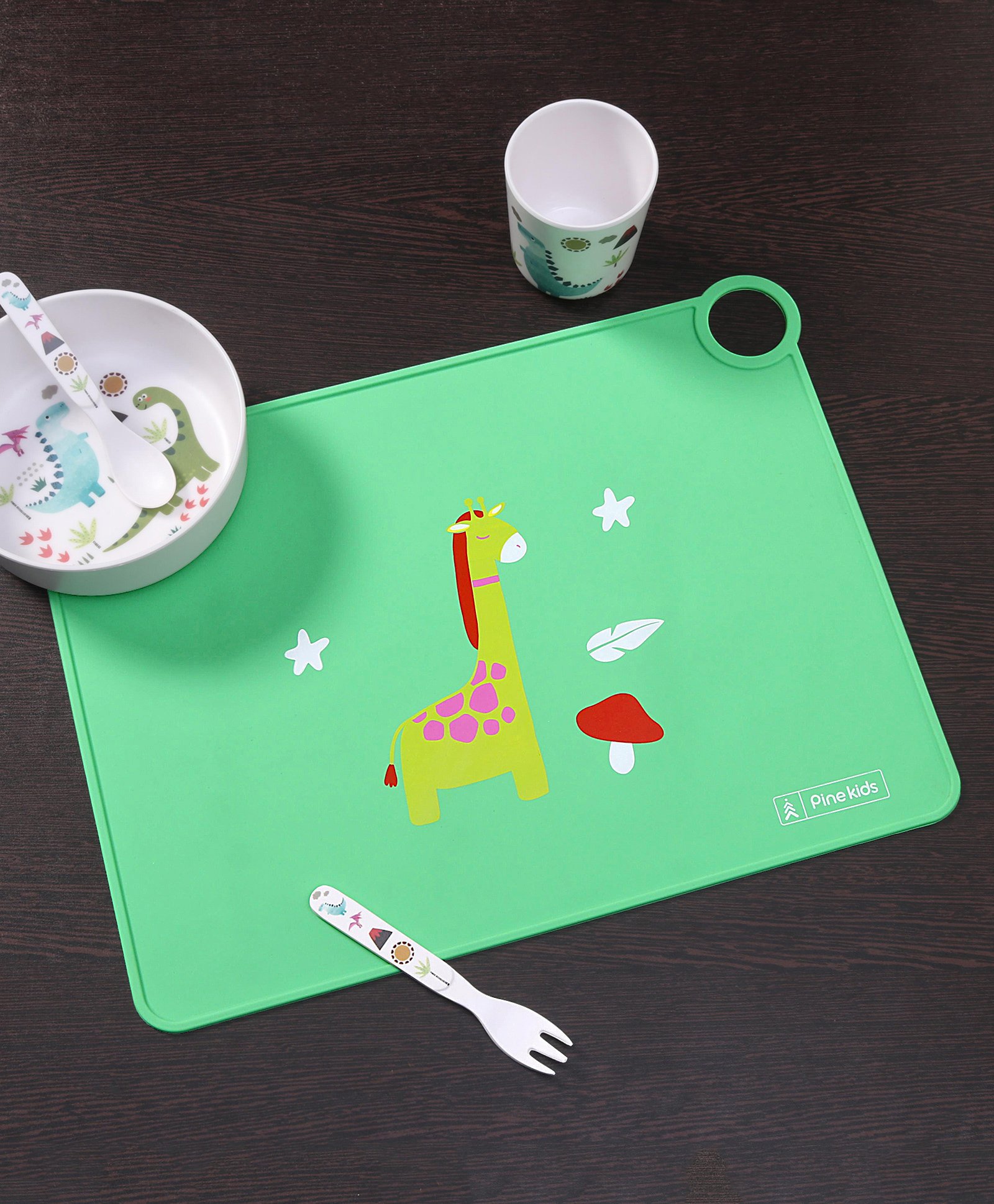 Pine Kids Silicone Giraffe Printed Placemat - Green-picture-25