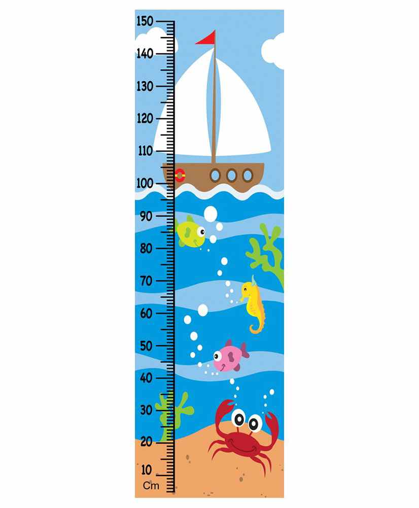 WENS Fish Print Height Measurement Wall Sticker - Multicolor-image-7