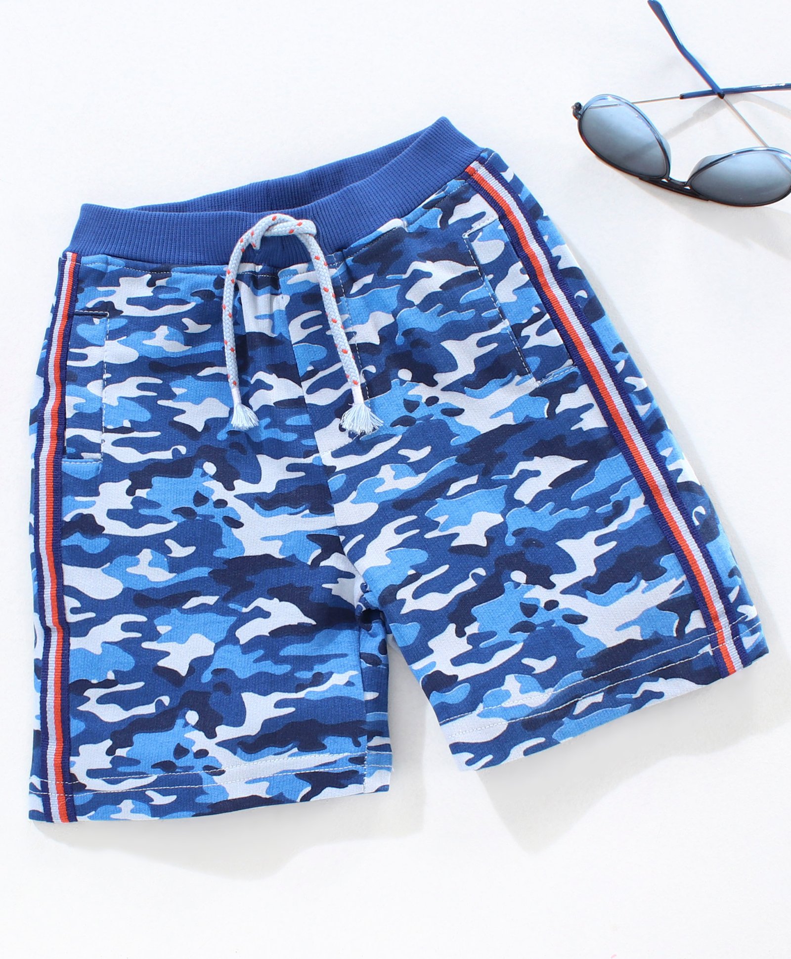 Babyhug Shorts With Drawstring Camouflage Print - Blue-image-37
