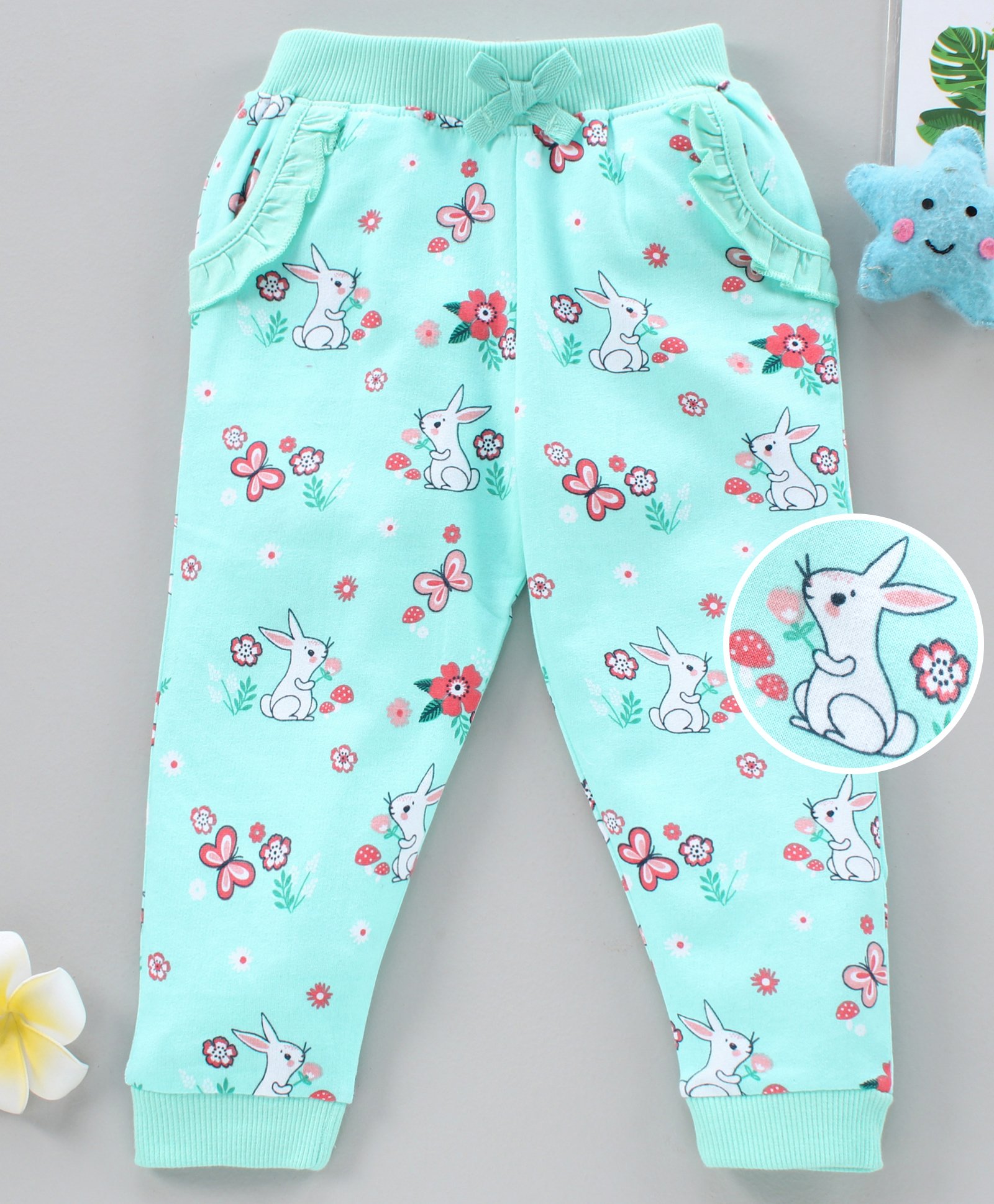 Babyhug Full Length Lounge Pant Bunny Print - Blue-image-18