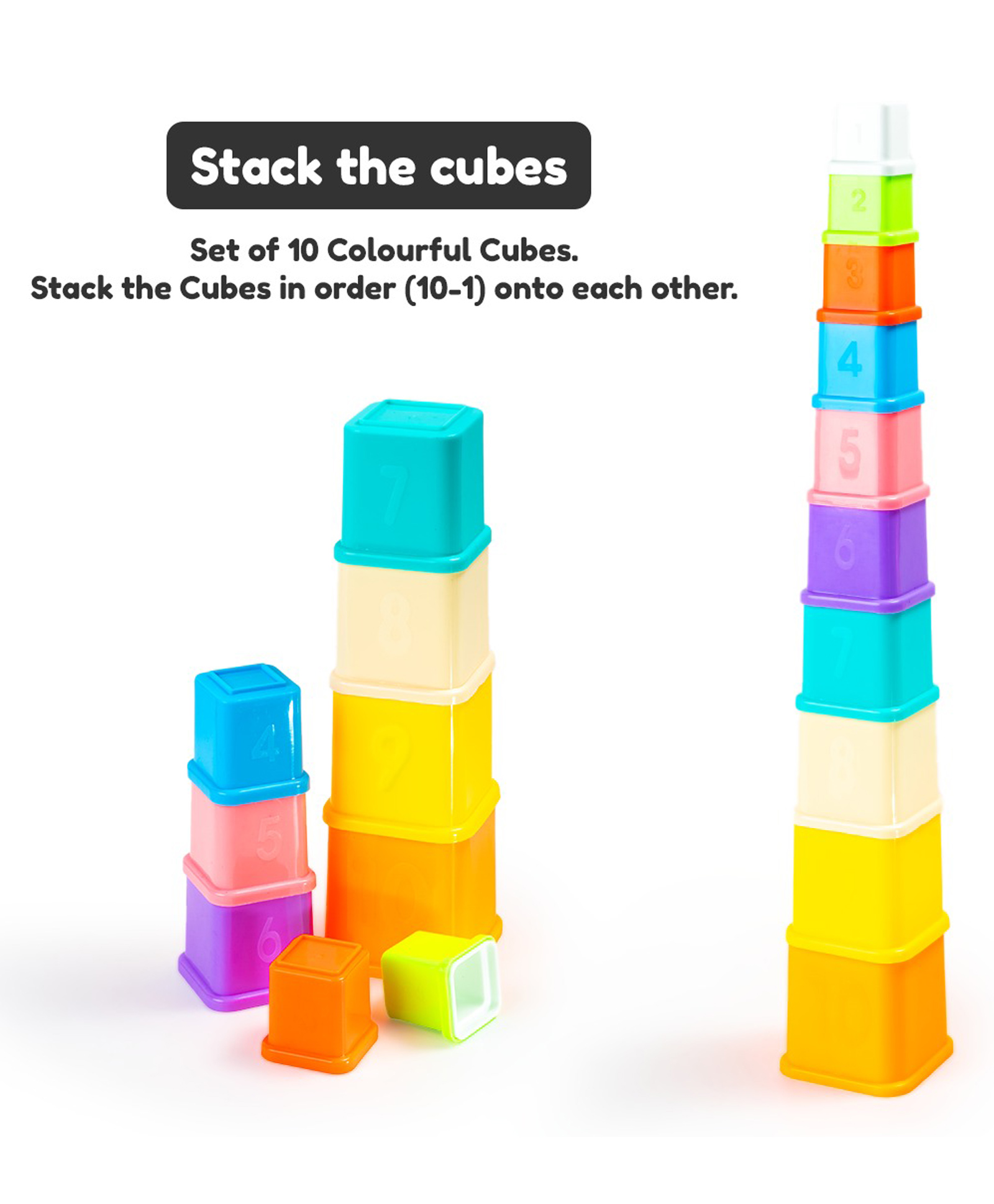 Ratnas Build Up Cube Stackers Multicolor - 10 Pieces-picture-39