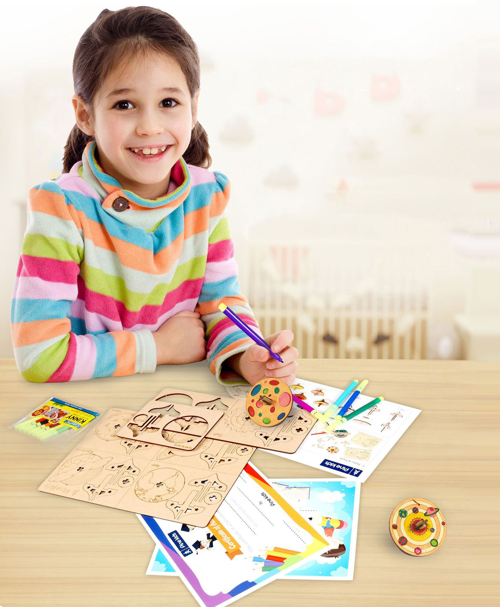 Pine Kids Stellar Spinning Tops DIY Activity Kit - Multicolour