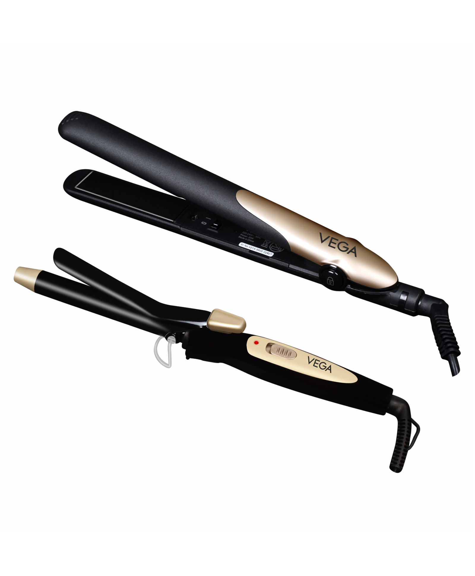 Vega Hair Straightener & 19 Mm Barrel Curler With Ceramic Coated Plates -  Black Online in India, Buy at Best Price from  - 9713631
