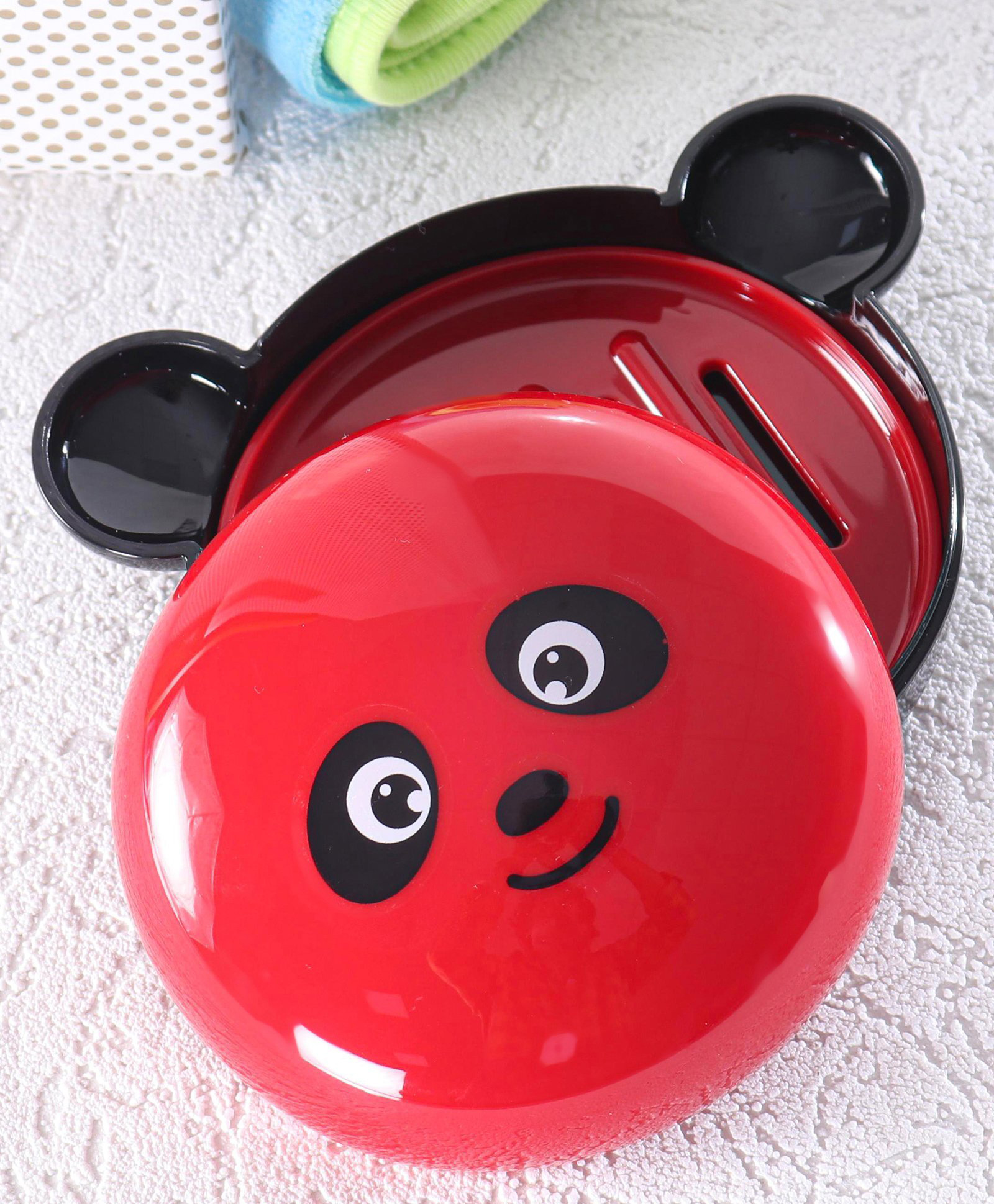 Babyhug Panda Shaped Soap Case - Red & Black-image-35