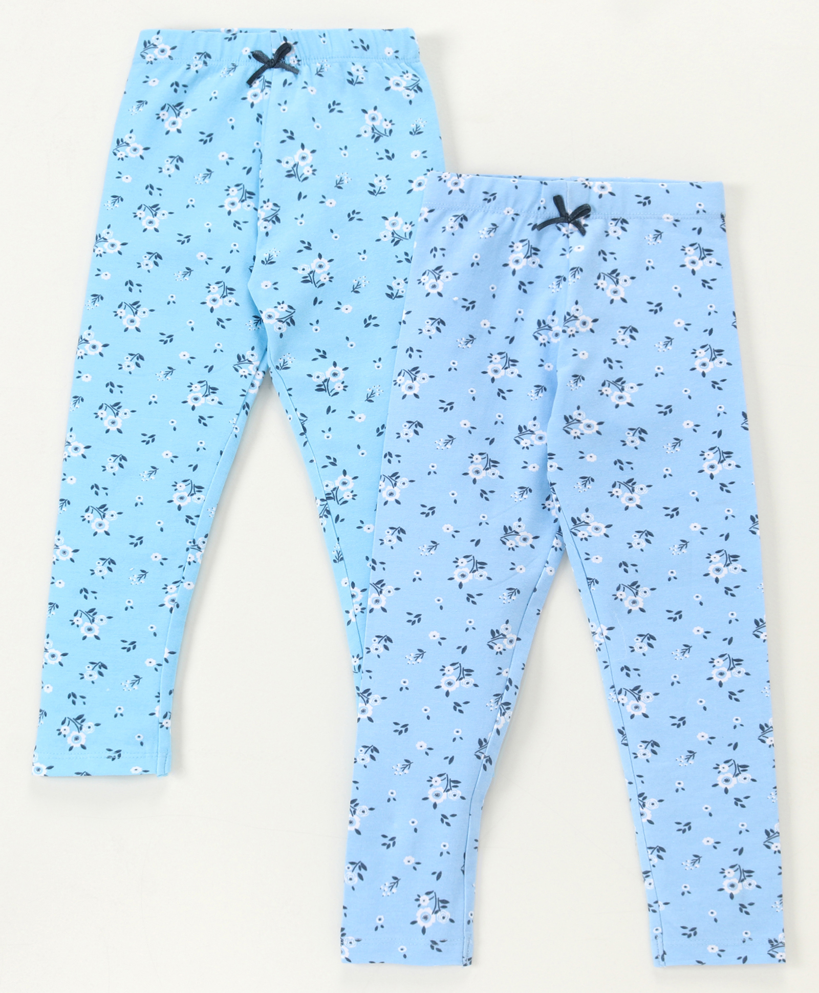 Babyhug Full Length Leggings Floral Print Pack of 2 - Blue-image-36