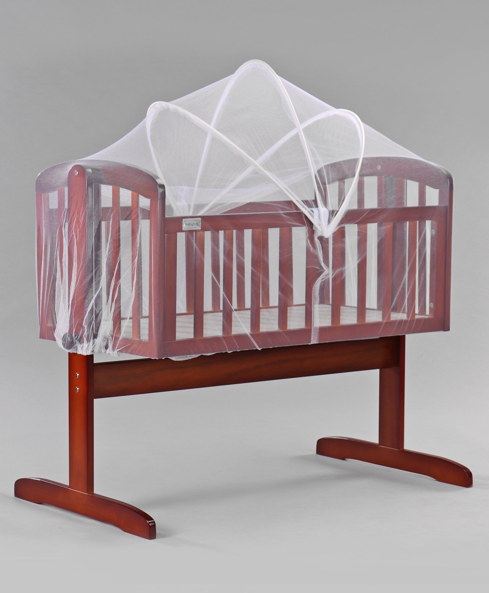 Babyhug Joy Plus Cradle With Mosquito Net - Walnut