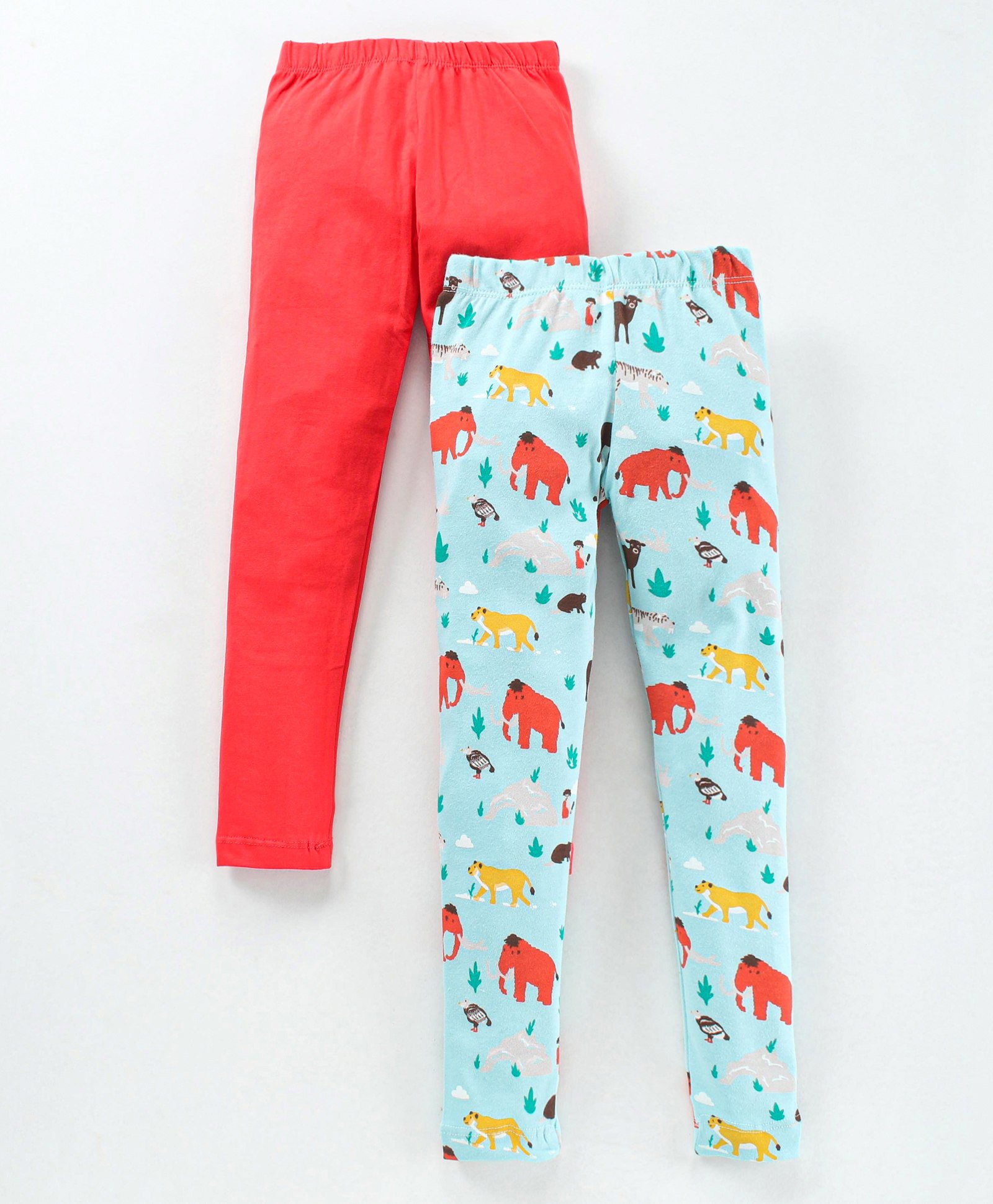 Pspeaches Set Of 2 Elephant Print Full Length Leggings- Green-picture-15
