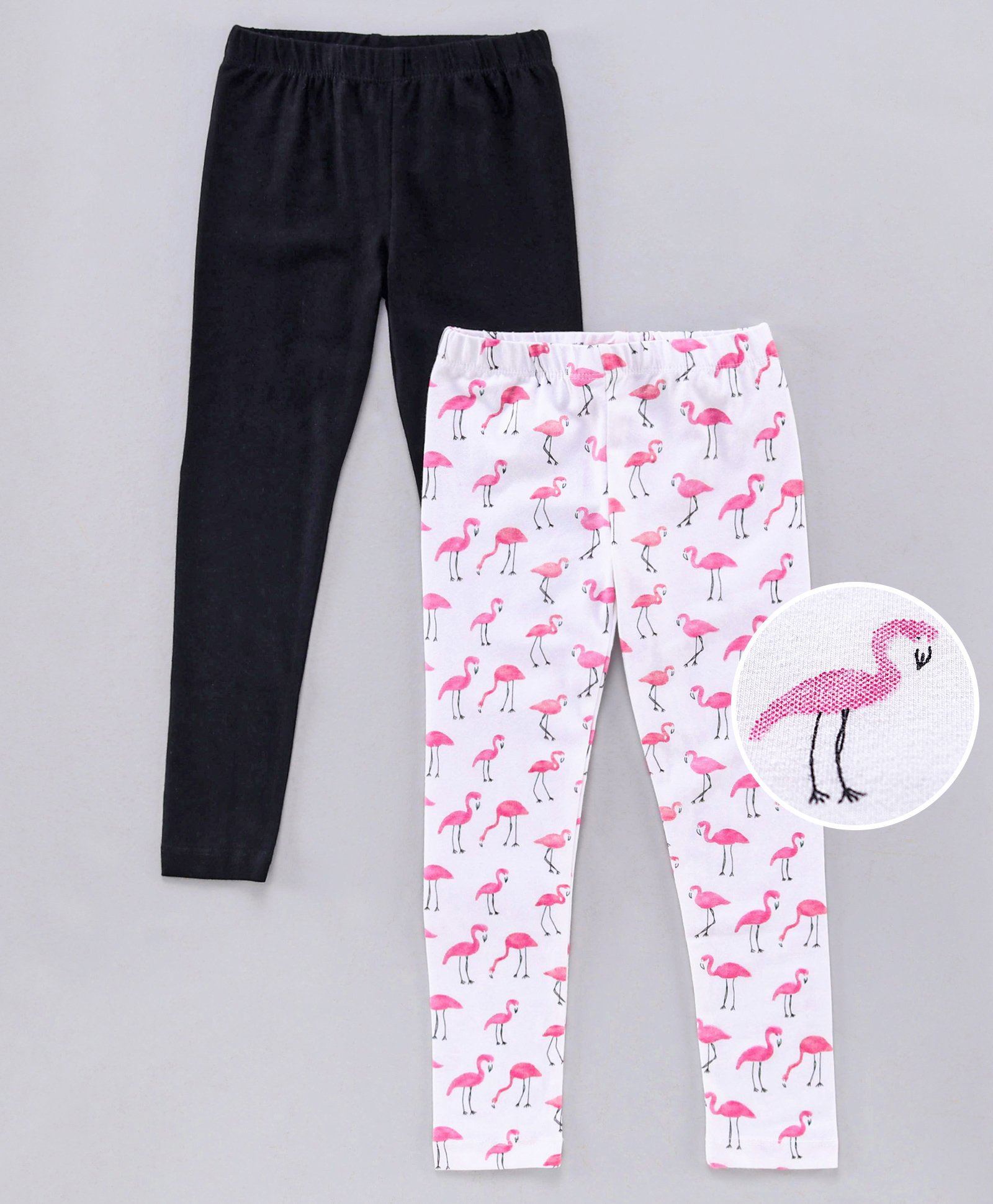 Pspeaches Pack Of 2 Flamingo Print Full Length Leggings  - White-picture-15