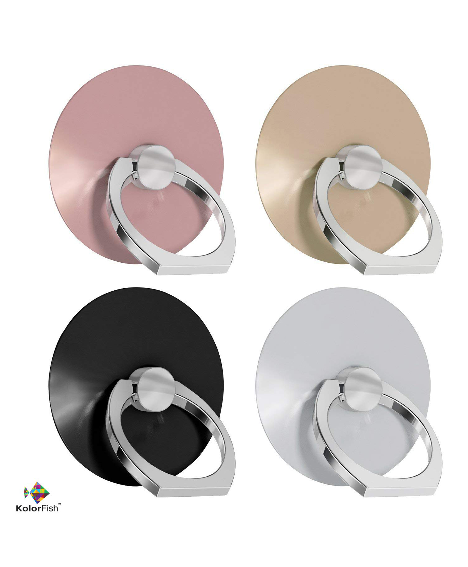 KolorFish Mobile Phone Ring Grip Holder Pack Of 4 - Multicolor-image-16