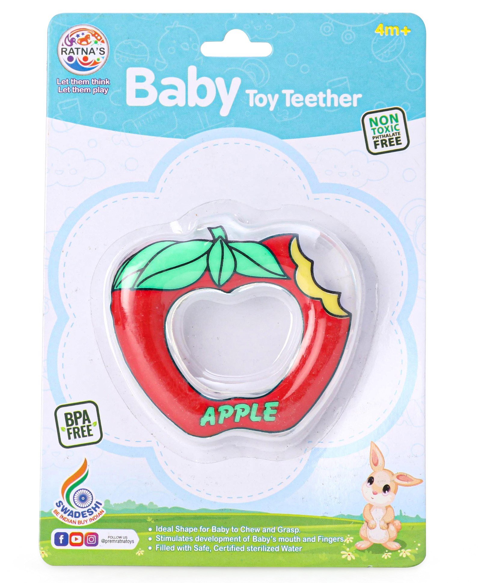 Ratnas Apple Shape Shaped Water Filler Teether - Multicolour-image-35