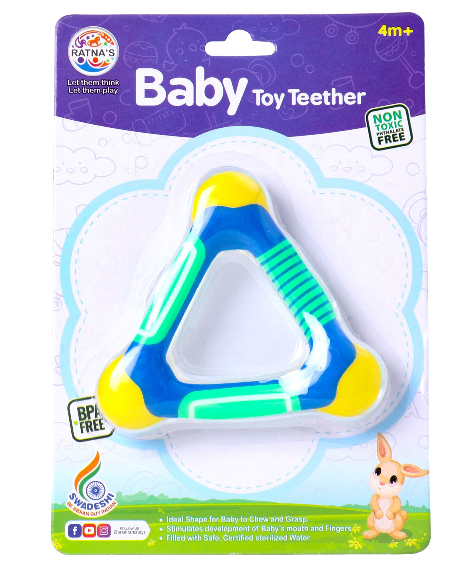 Ratnas Triangle Shape Water Filled Teether - Color May Vary-picture-11