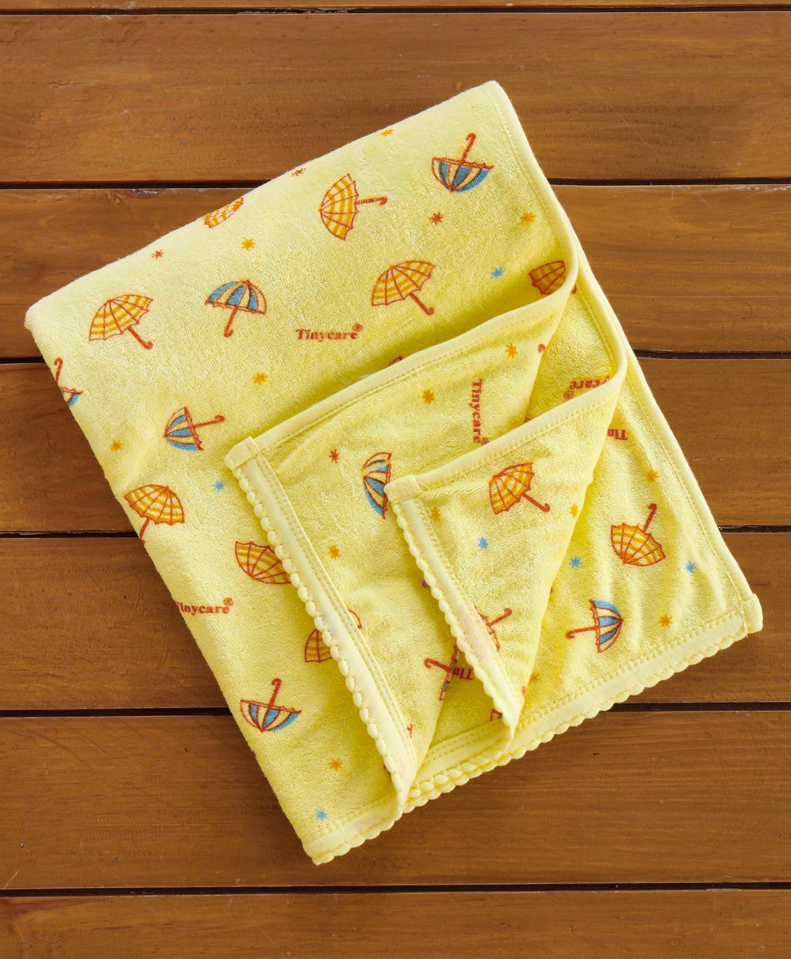Tinycare Umbrella Printed Baby Towel - Yellow