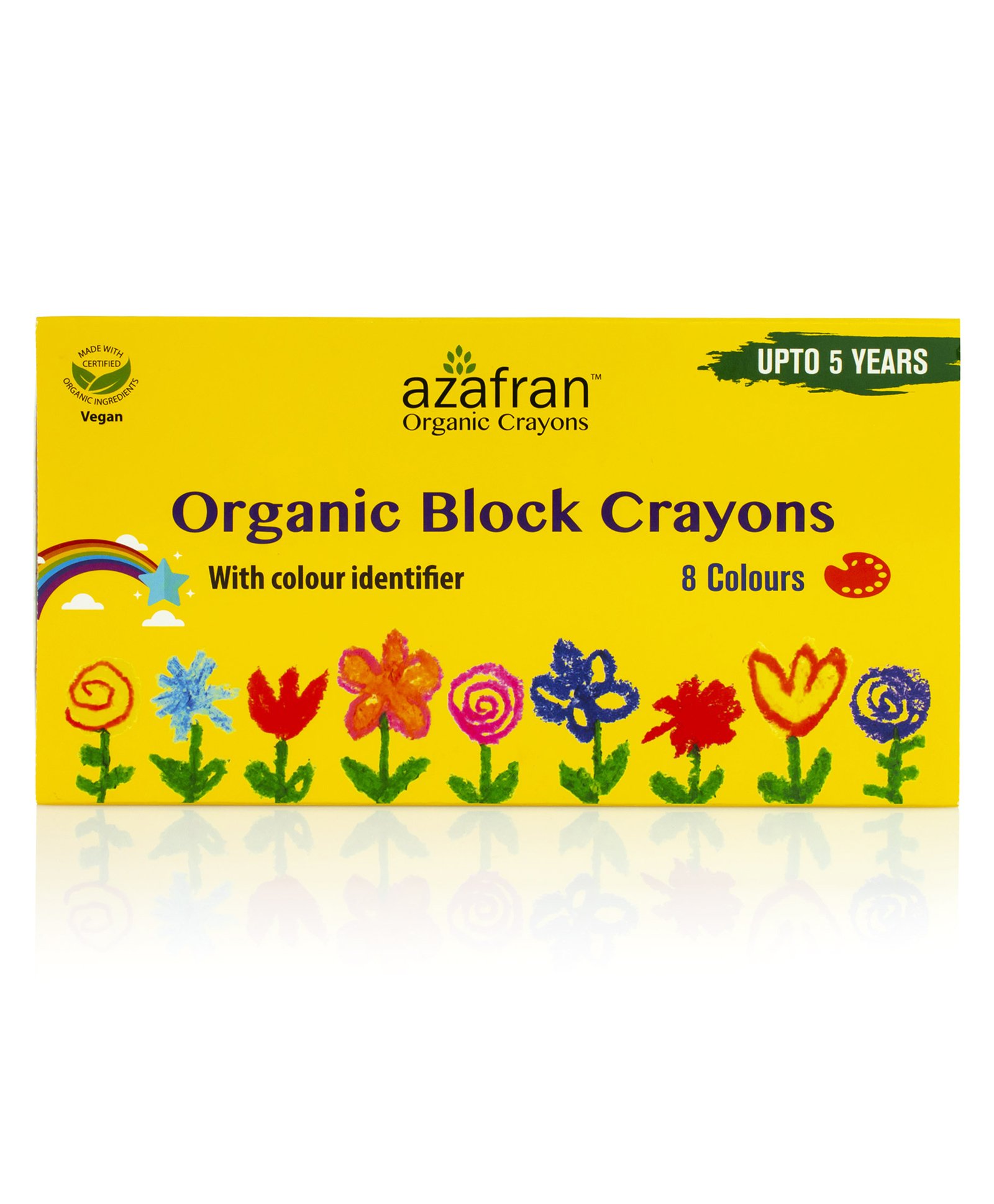 Azafran Organic Block Crayons 8 Shades- Multicolour-image-22
