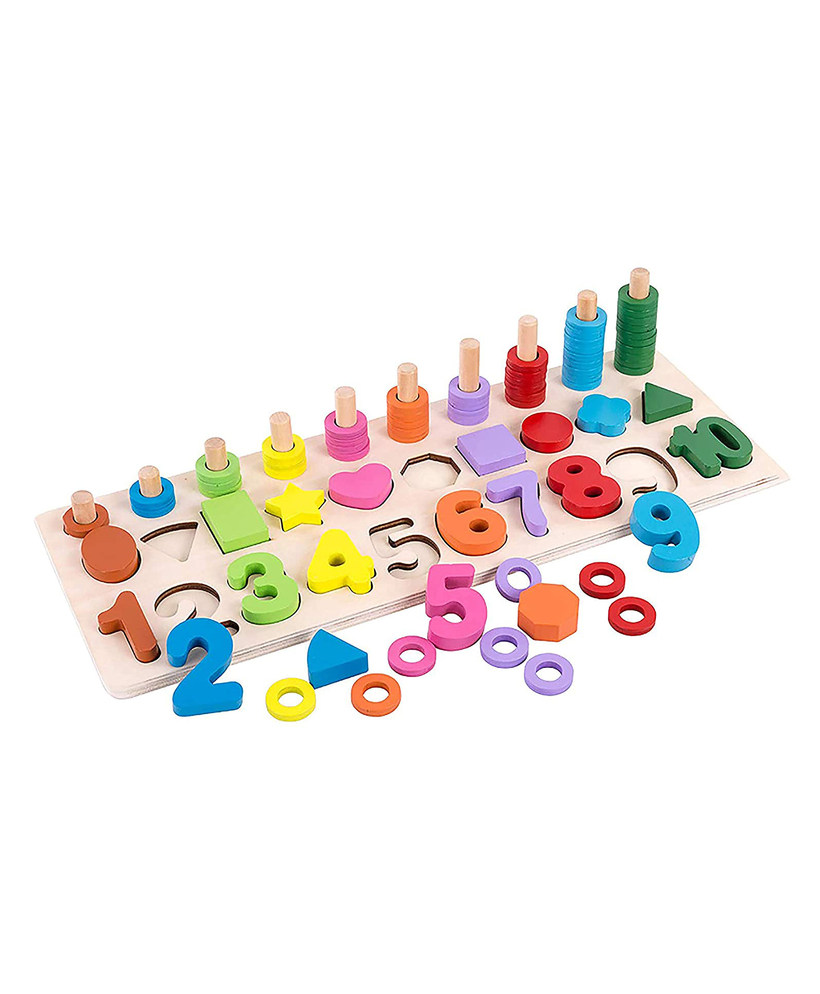 Lattice Wooden Number And Shapes Learning Activity Toy - Multicolour-picture-23