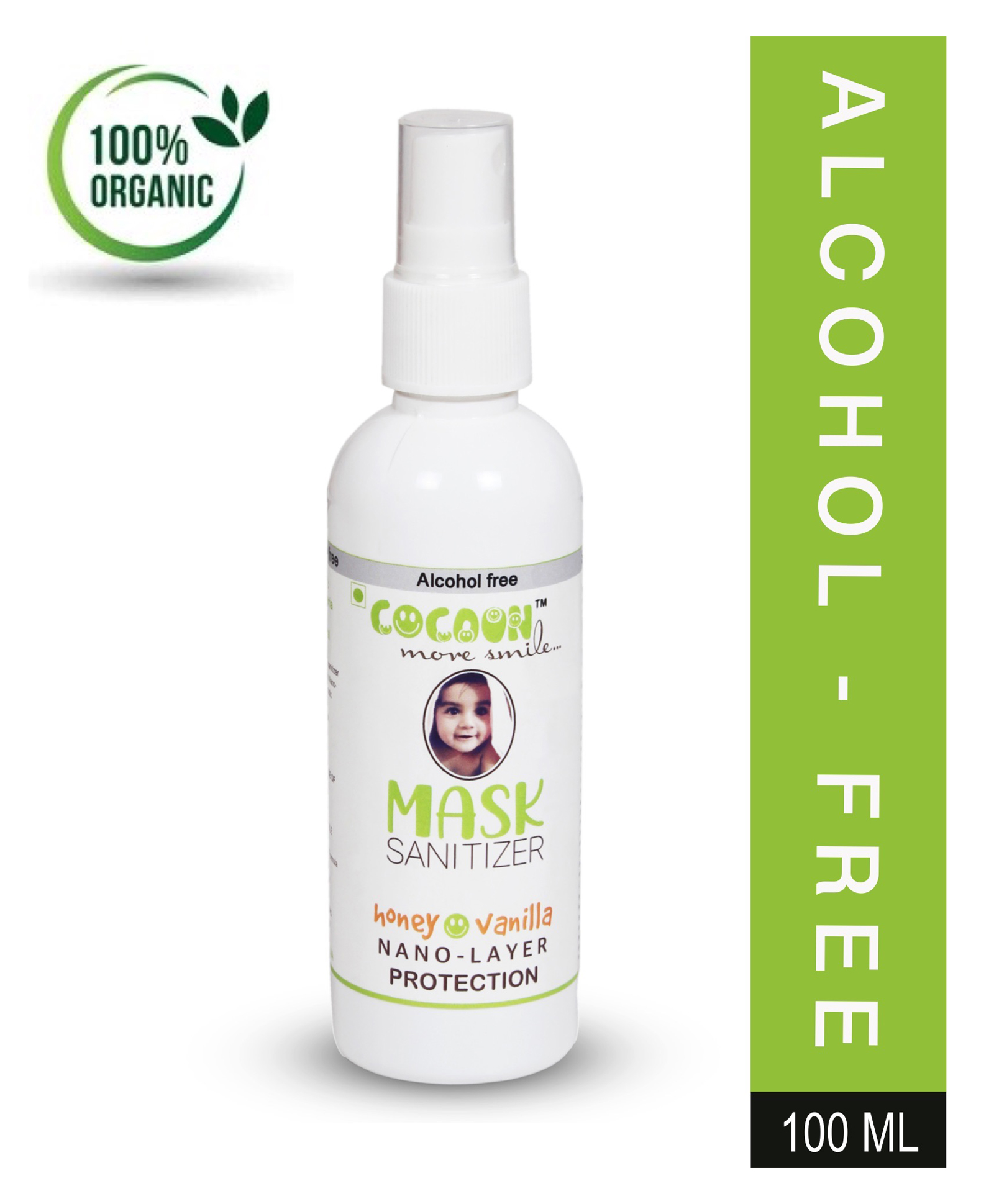 COCOON ORGANICS 100% Organic Alcohol Free Honey Vanilla Fragrance Mask Sanitizer - 100 ml-image-5