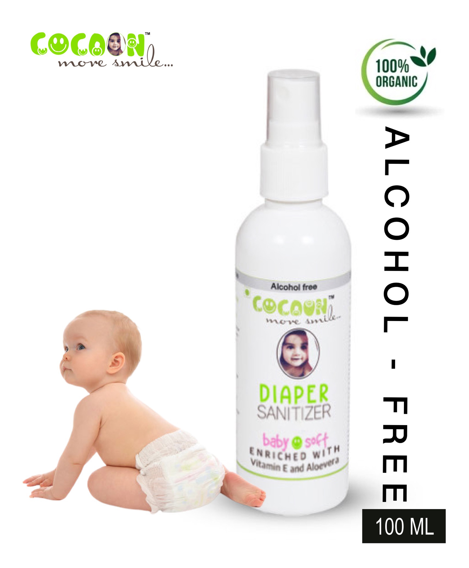 COCOON ORGANICS 100% Organic Anti-microbial, Anti-rash Diaper Sanitizer (Baby-Soft Fragrance) - 100 ml-picture-25