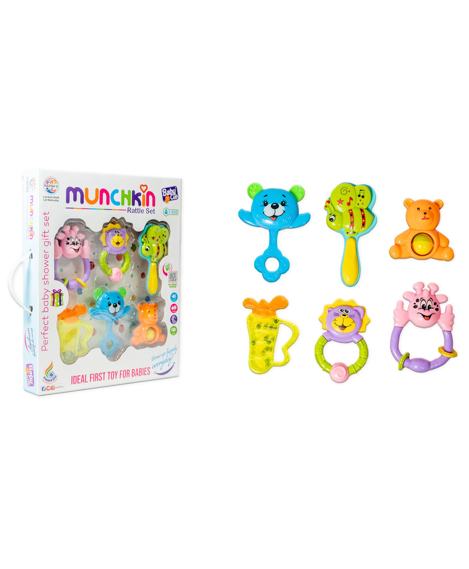 Ratnas Munchin Rattle Set of 6 Pieces - Color &  Shape May Vary-picture-44