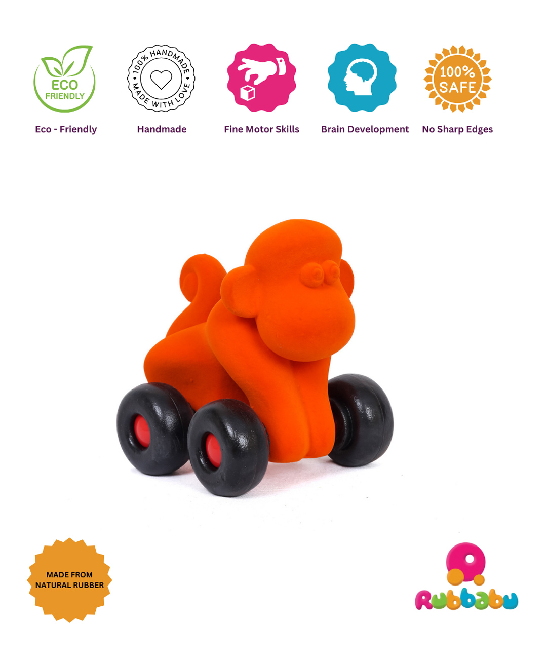 Rubbabu Pull Along Monkey Toy - Orange-picture-16