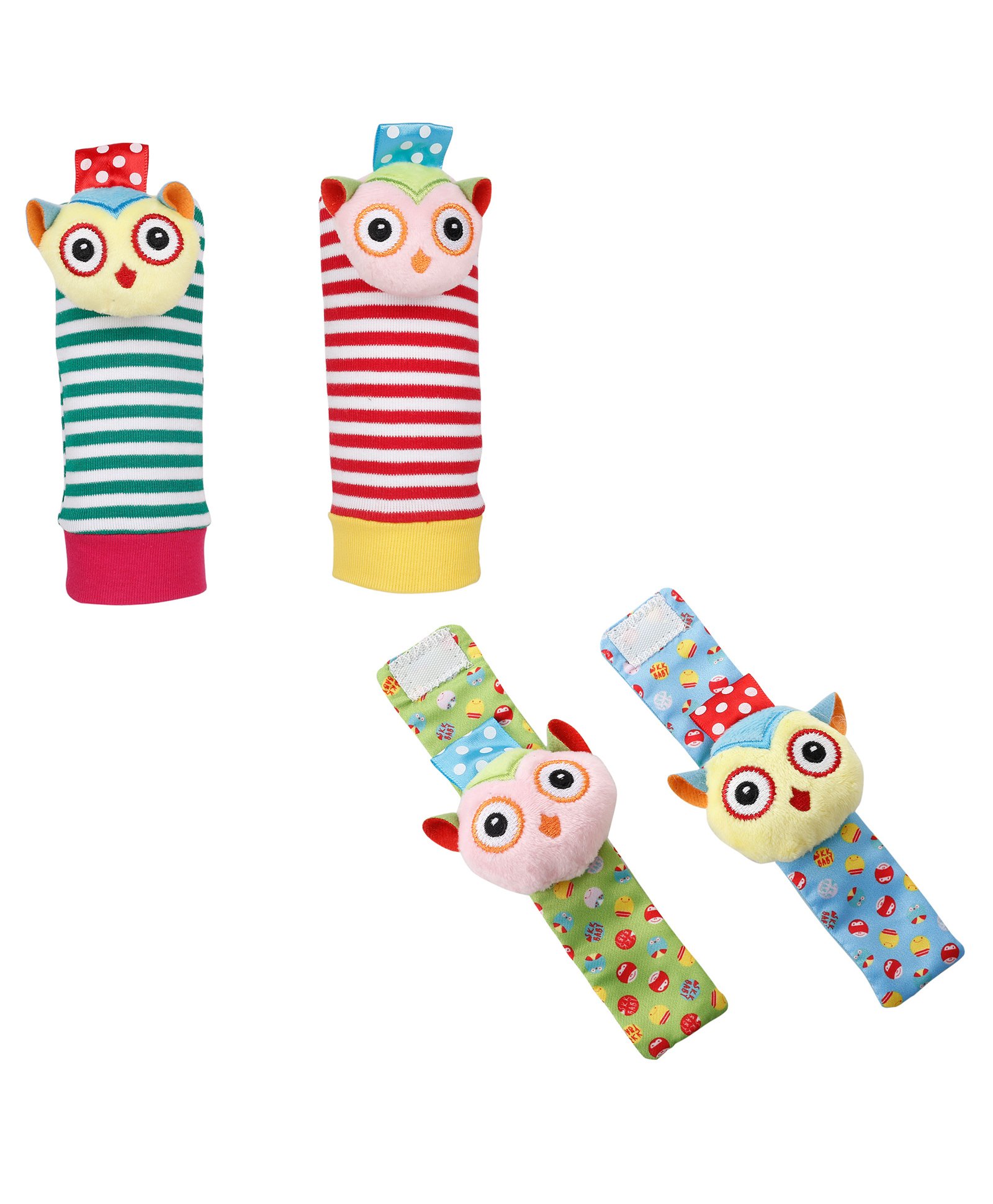 Baby Moo Owls In Love Set Of 4 Socks And Wrist Rattle - Multicolour-image-12