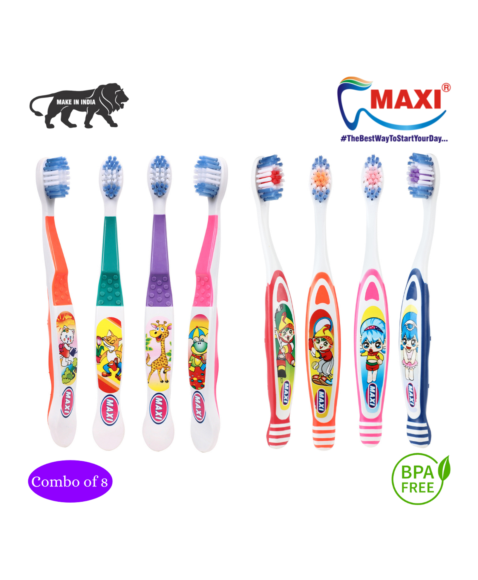 MAXI Junior Toothbrush Pack of 8 - Multicolor-image-47