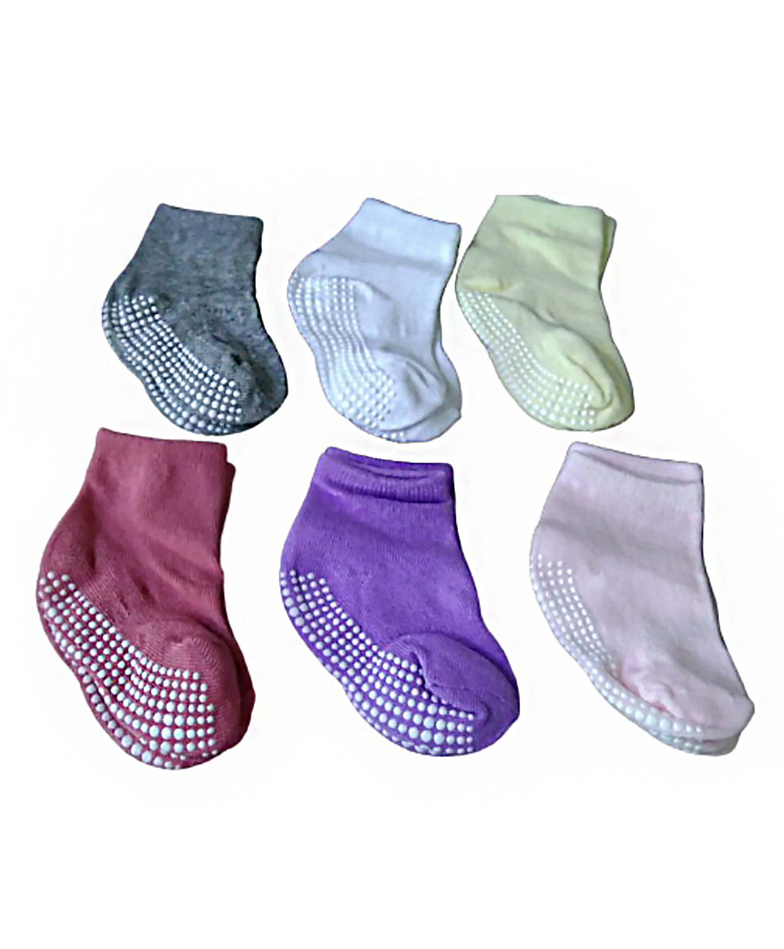 MOMISY Ankle Length Socks with Grip Pack of 5 - Grey Green Blue White Pink Purple-image-2