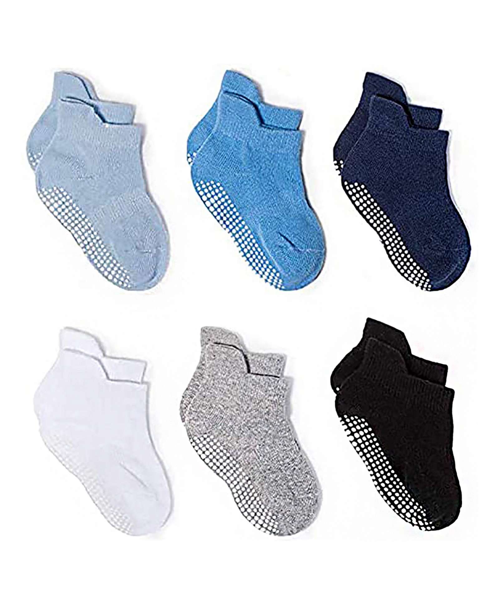 MOMISY Anti Skid Ankle Length Socks Pack of 6 - Multicolour