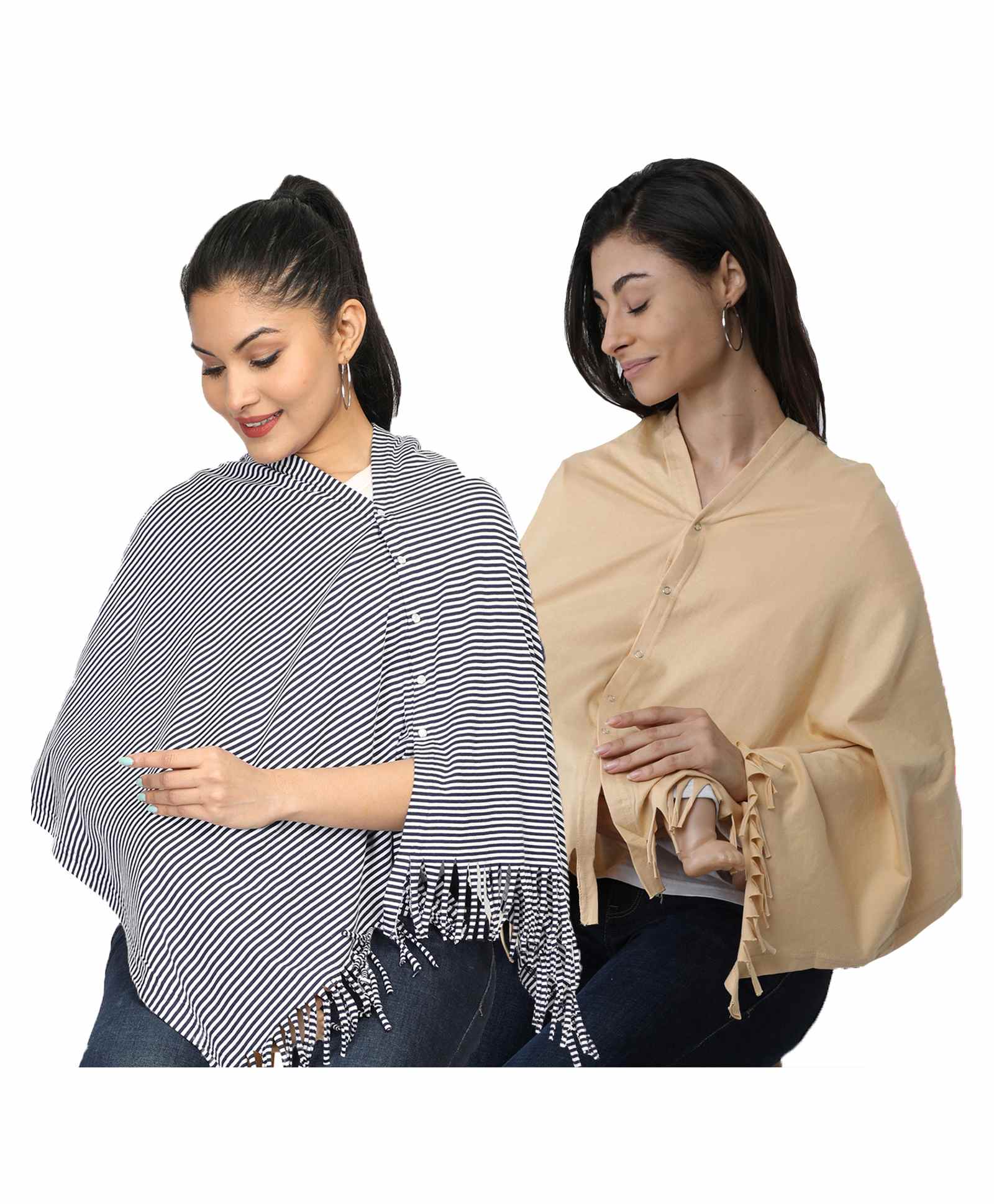 Nene Multi Purpose Mother's Breast Feeding Shawl Pack Of 2 - Grey Yellow-image-25