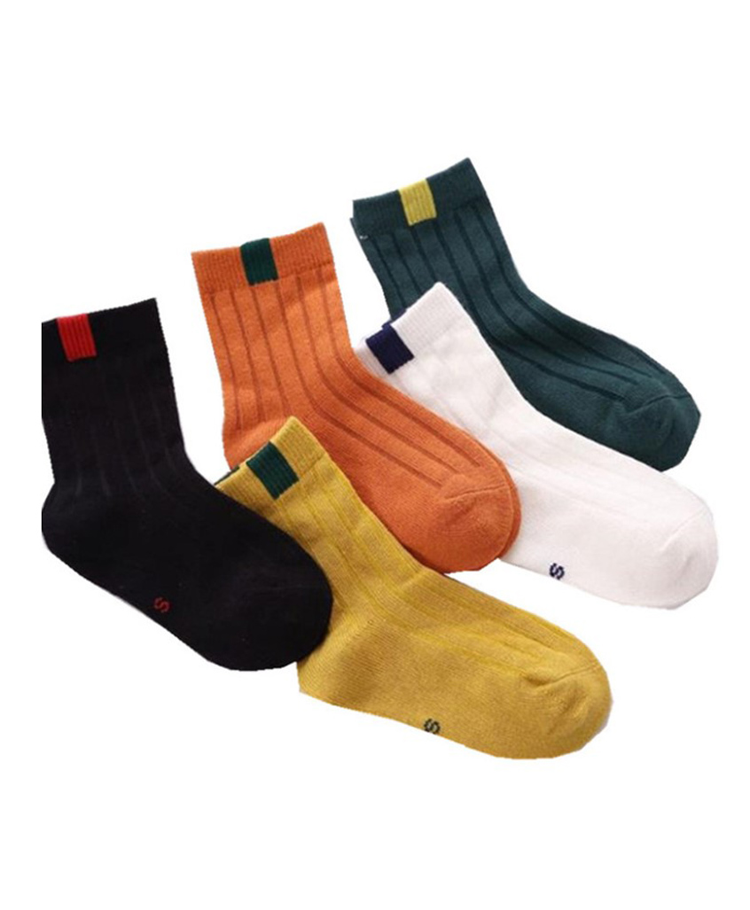 MOMISY Regular Length Socks Solid Colour Pack of 5 - Multicolour-image-13