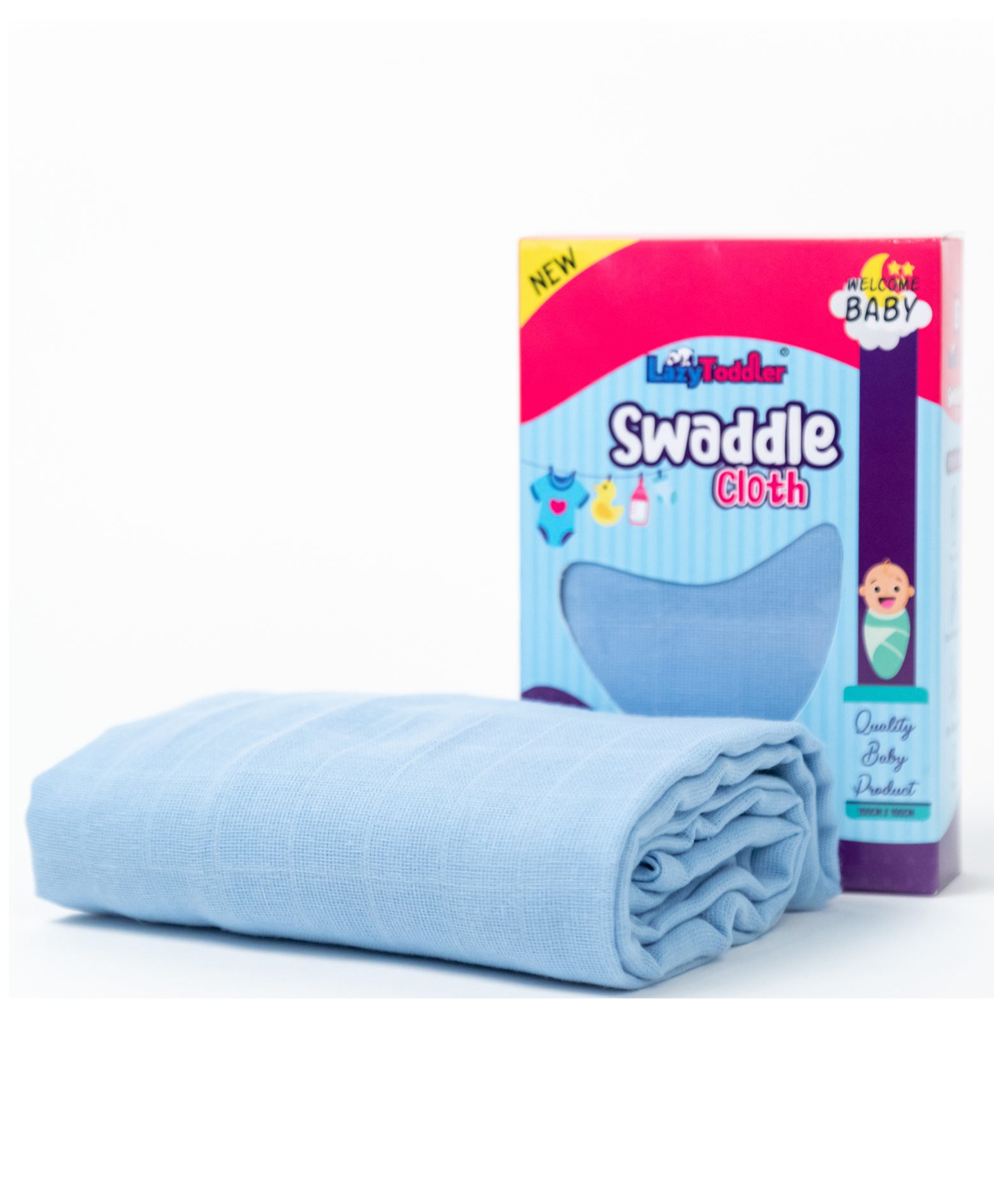 LazyToddler Organic Cotton Muslin Extra Large Swaddle - Blue-picture-18