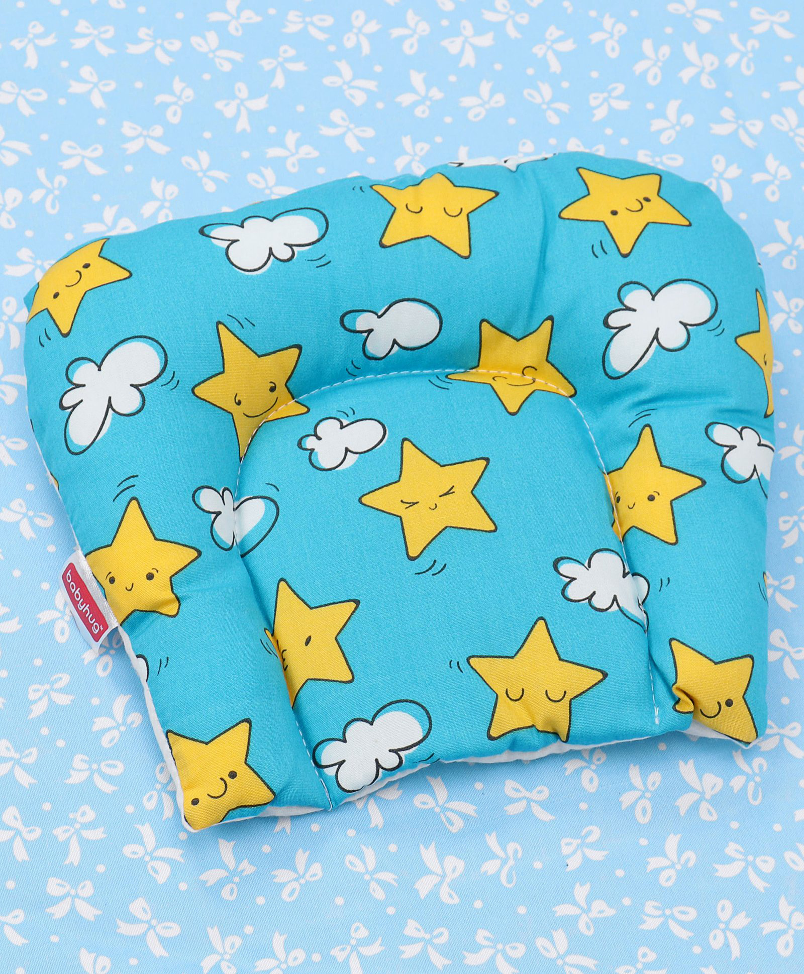 Babyhug U Shape Pillow Star & Cloud Print -  Blue-image-8