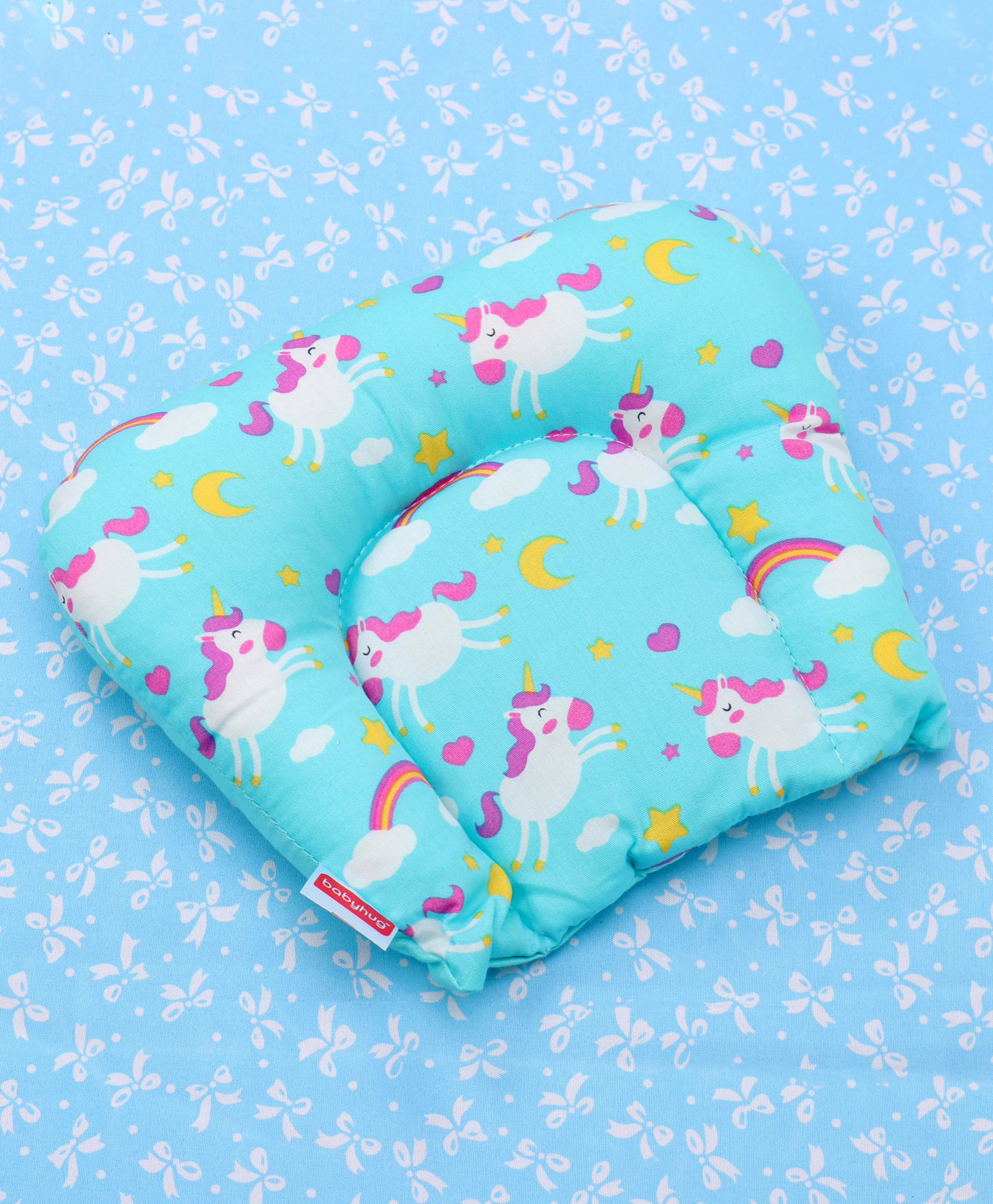 Babyhug U Shape Pillow Unicorn Print - Blue-image-9