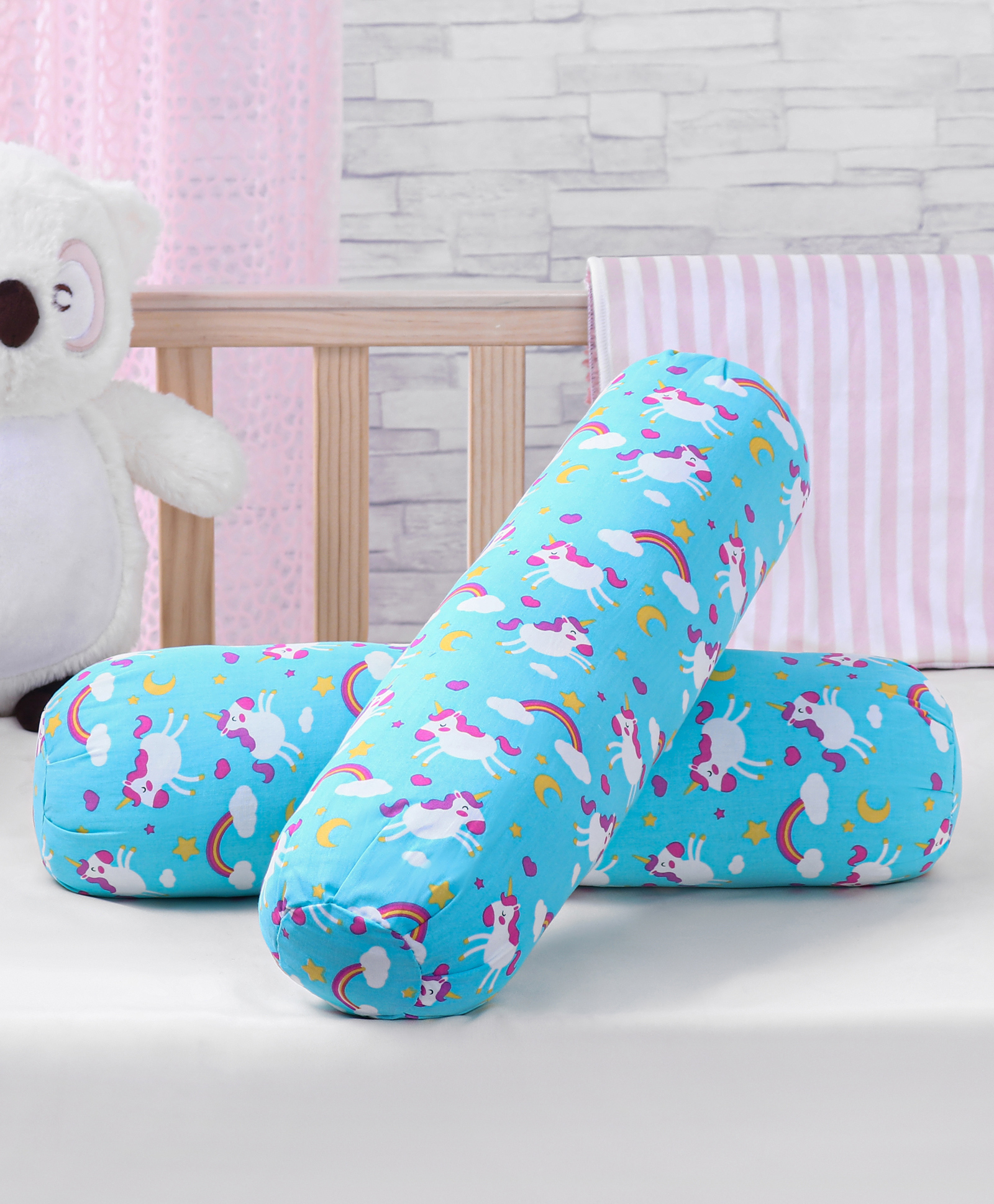 Babyhug Bolsters Unicorn Print Set of 2 - Sea Green-picture-16
