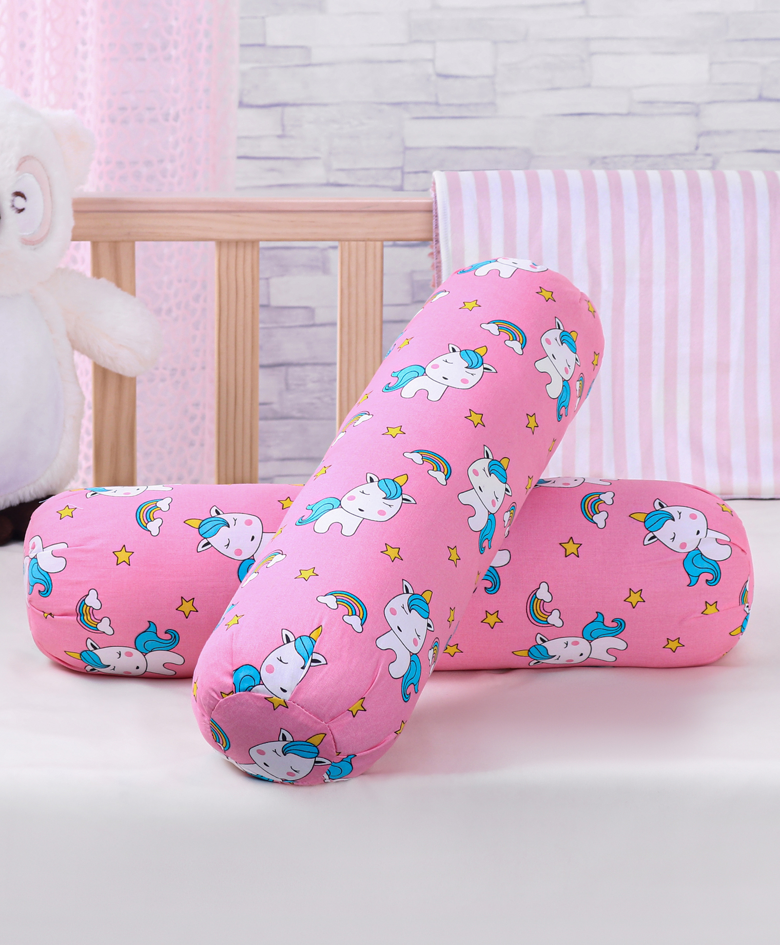 Babyhug Bolsters Unicorn Print Set of 2 - Pink-picture-23