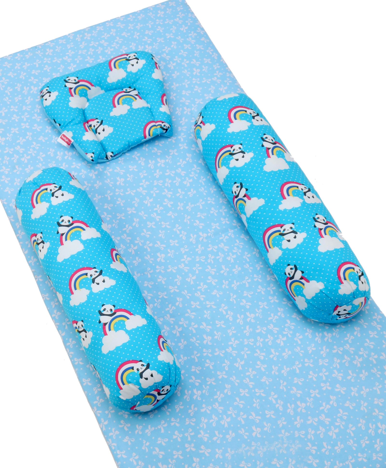Babyhug Pillow And Bolster Set Panda Print - Blue-image-45