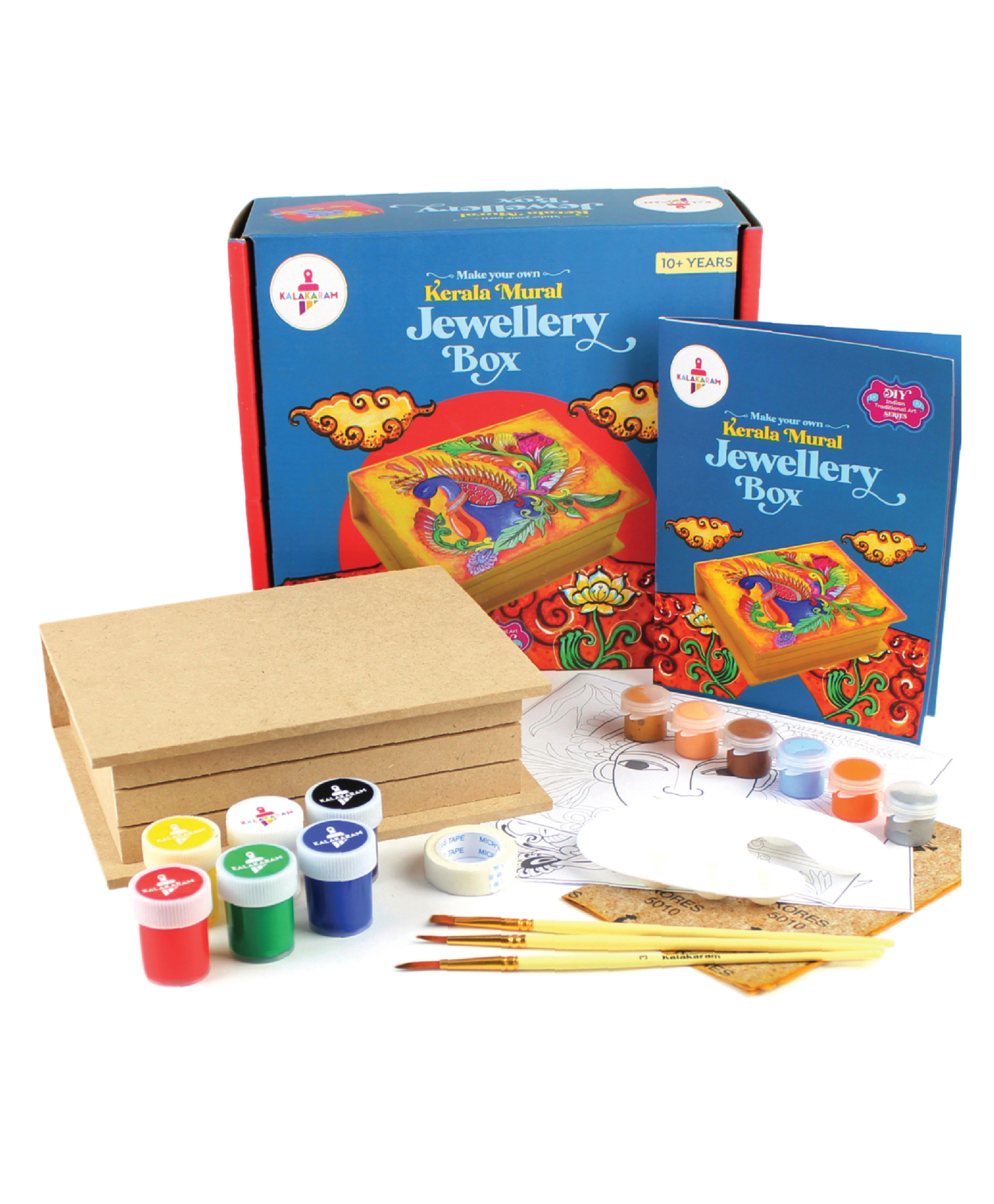 Kalakaram Make Your Own Kerala Mural Jewellery Box DIY Activity Box - Multicolour-picture-17