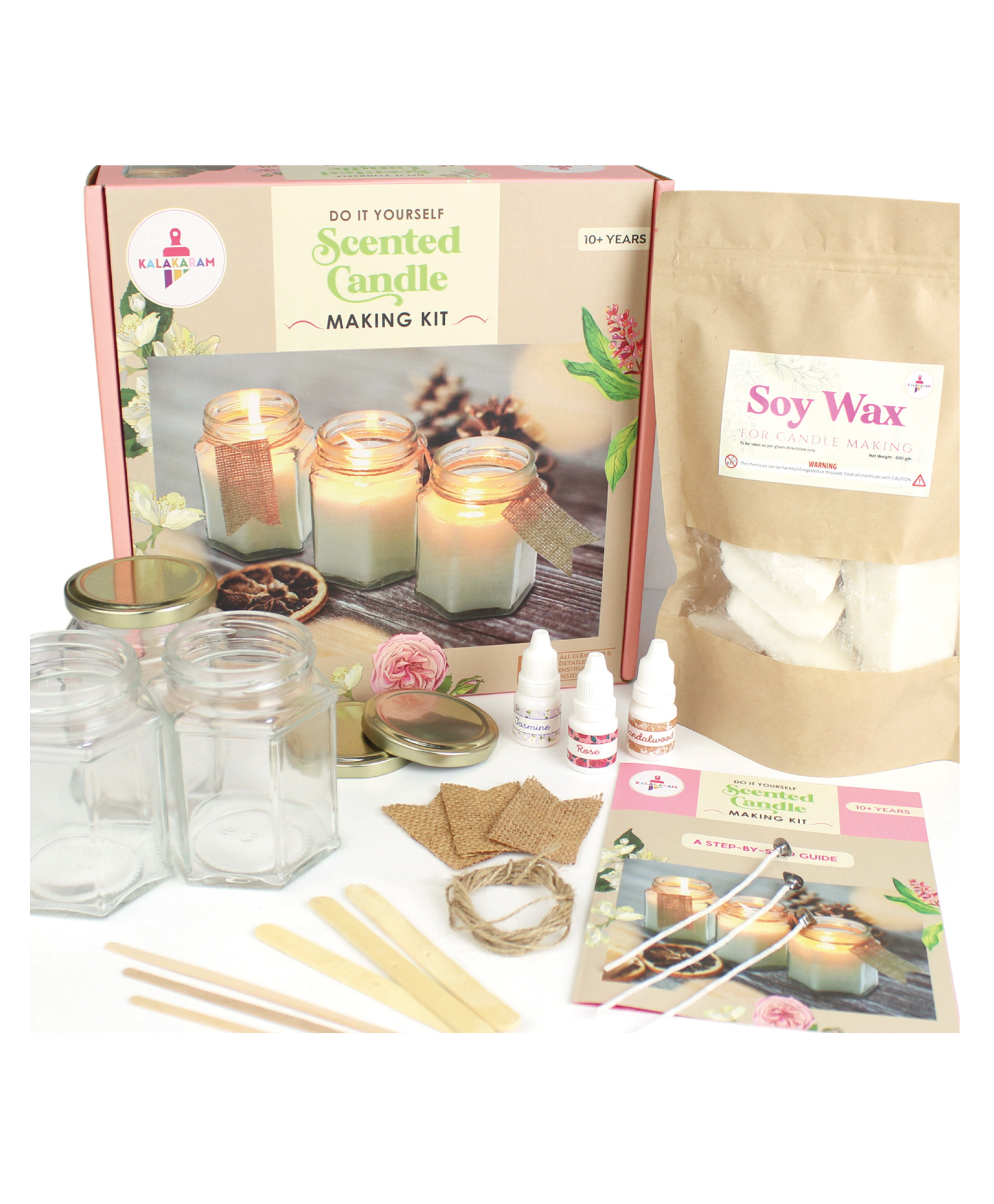 Kalakaram  Kalakaram Scented Jar Candle Making Kit with Complete Supplies - Multicolor-image-7