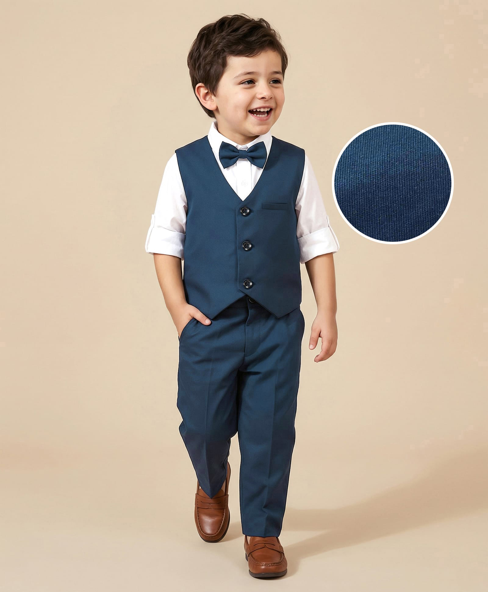 Mark & Mia Full Sleeves Party Suit With Waistcoat - Blue-image-32