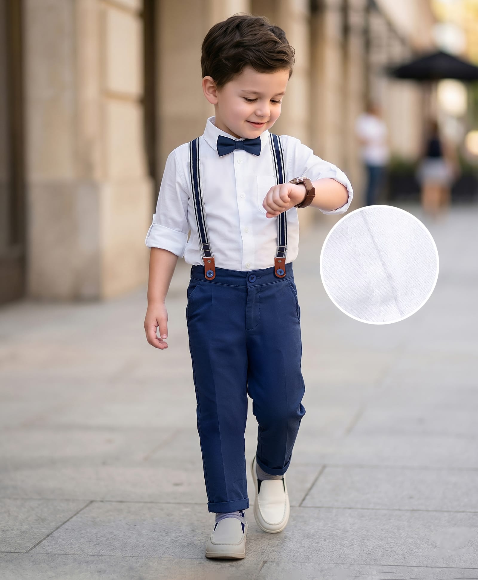 Mark & Mia Full Sleeves Shirt & Trouser With Bow - Blue White-image-20