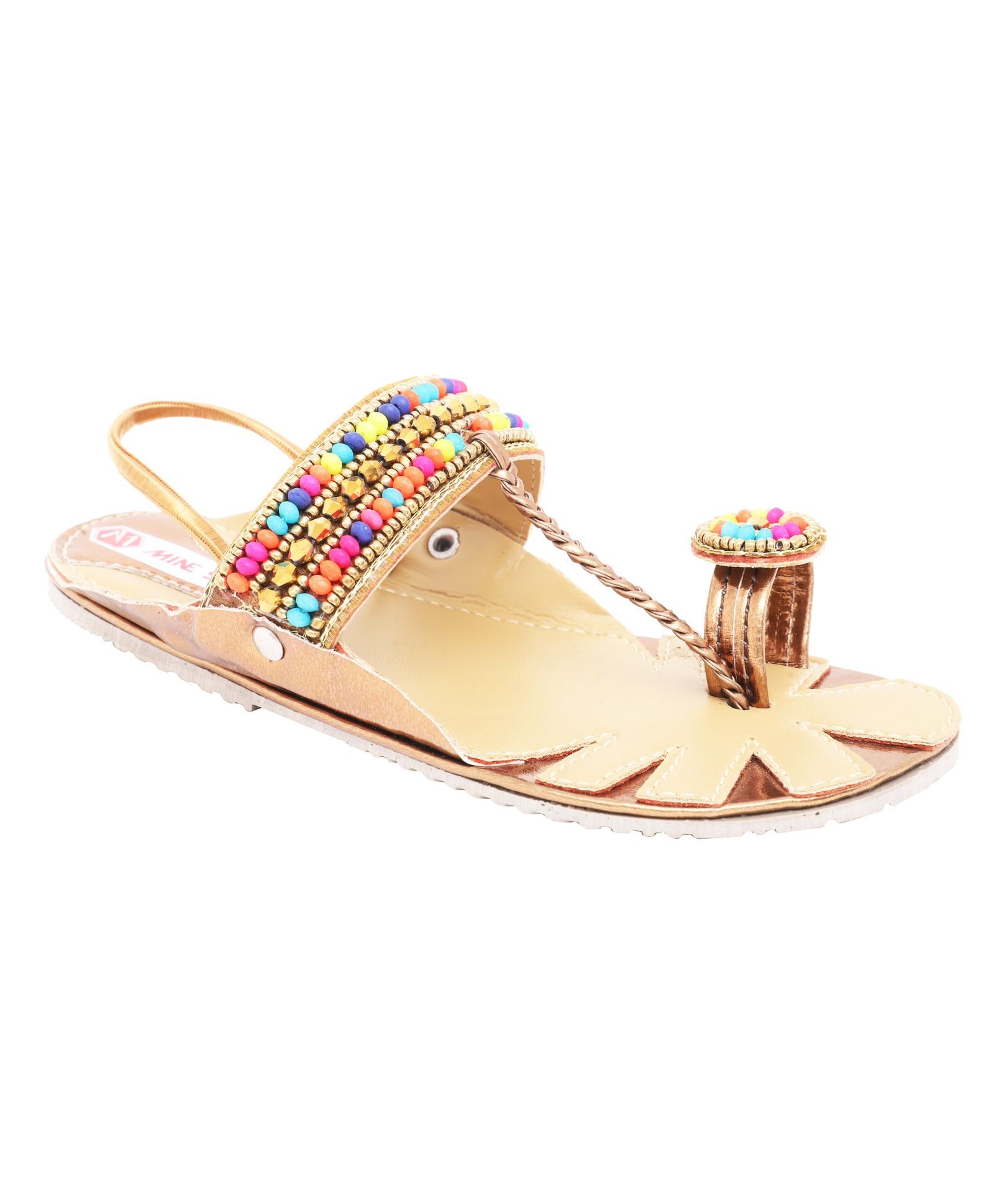 Buy Mine Sole Beaded Kolhapuri Chappal - Multi Color for Girls (15-18  Months) Online, Shop at FirstCry.com - 9814549