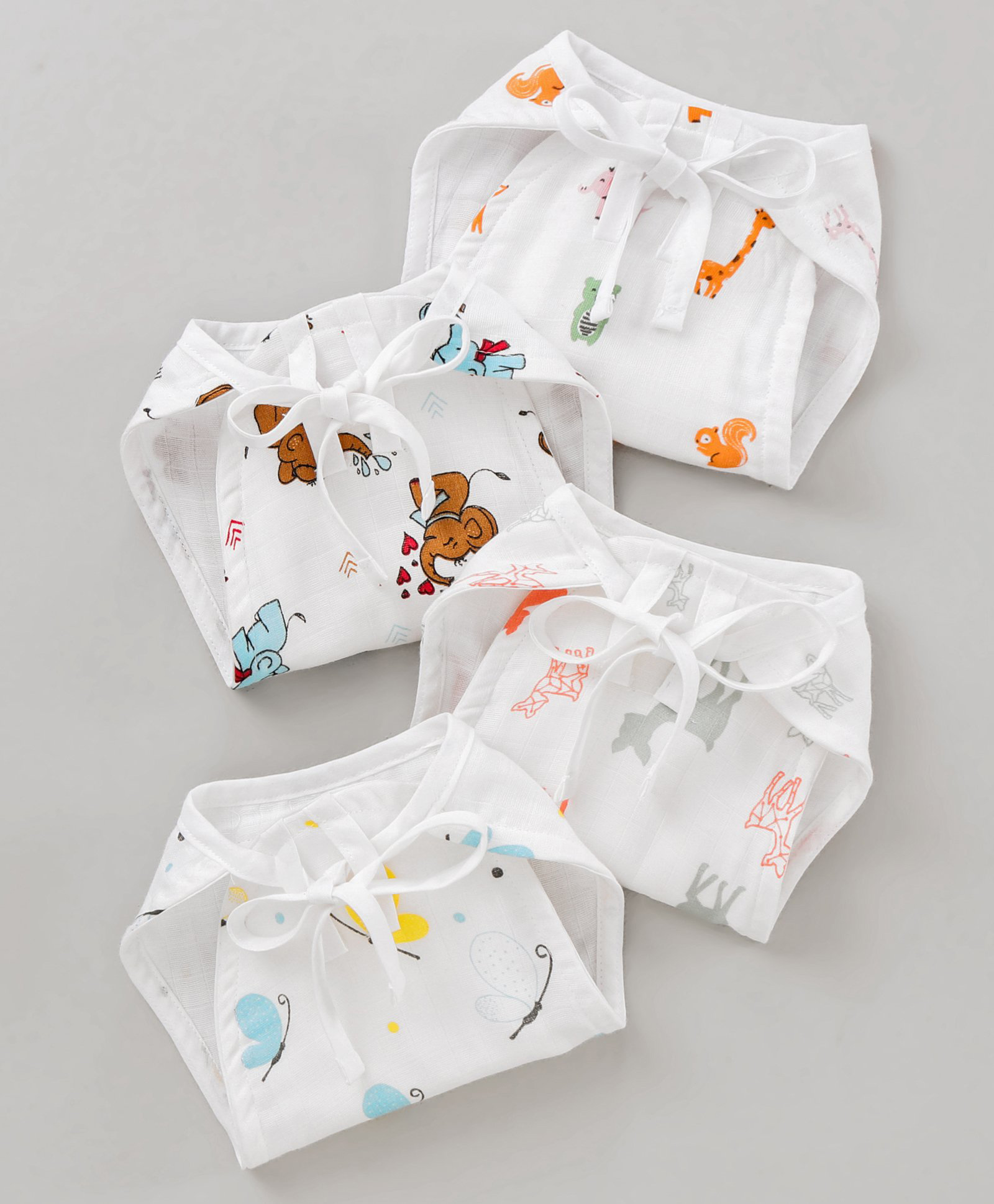 The Boo Boo Club Extra Soft Organic Cotton Muslin Nappies Small Pack Of 4 - White-picture-27