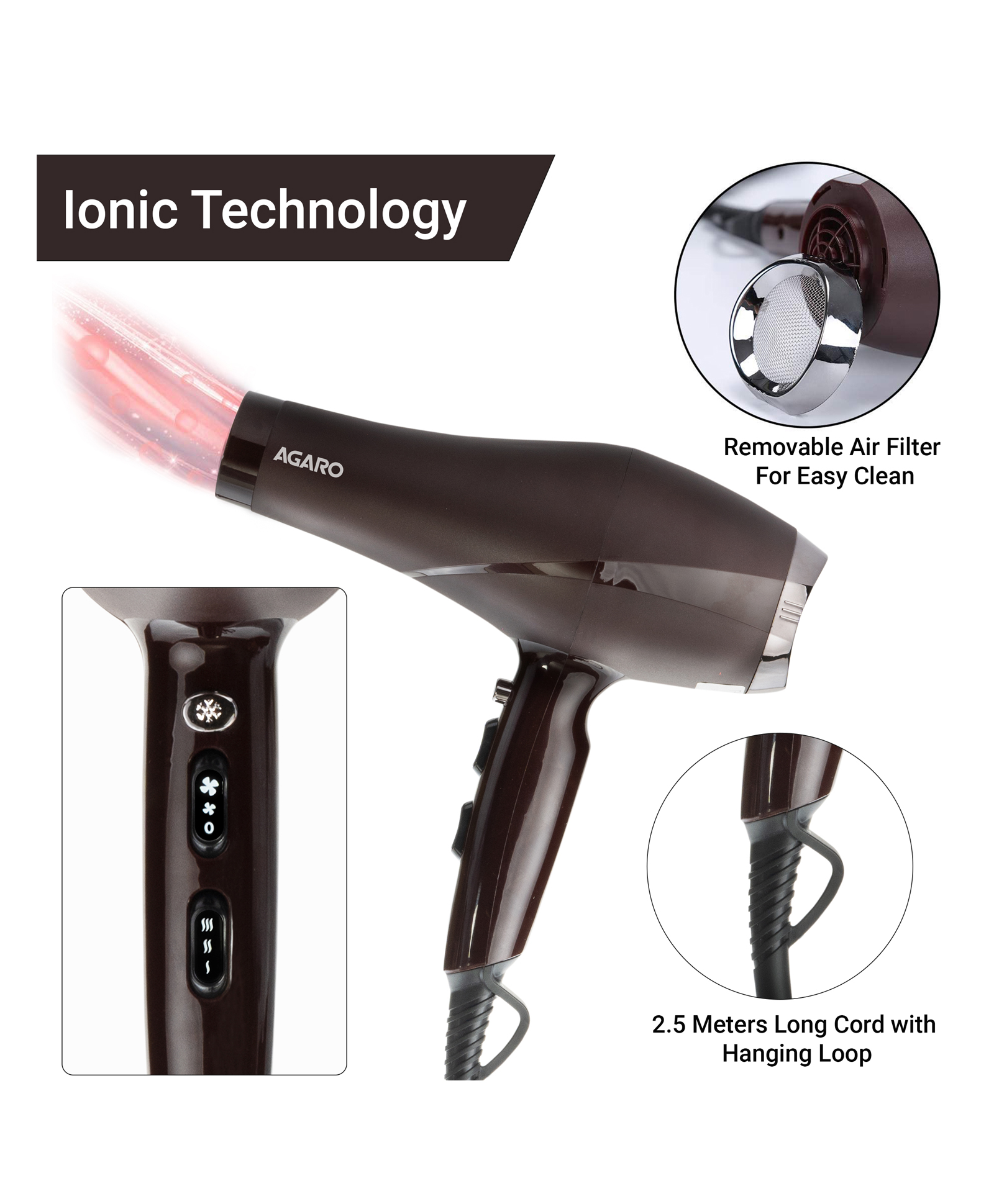 AGARO HD 1120 Hair Dryer with 2000 W Motor - Black Online in India, Buy at  Best Price from  - 9818740