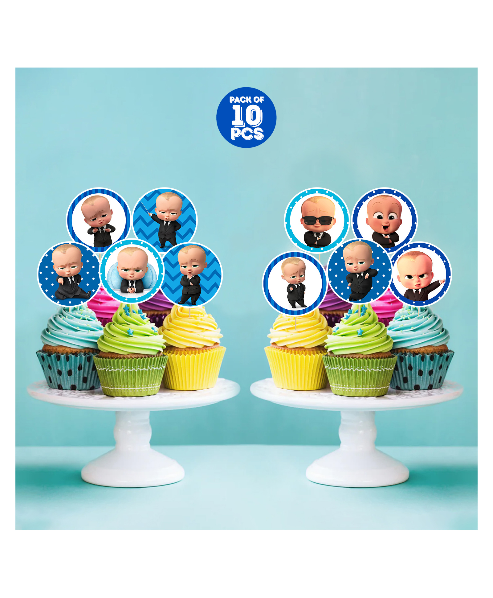 Zyozi Boss Baby Cupcake Toppers Blue Pack Of 10 Online In India Buy At Best Price From Firstcry Com